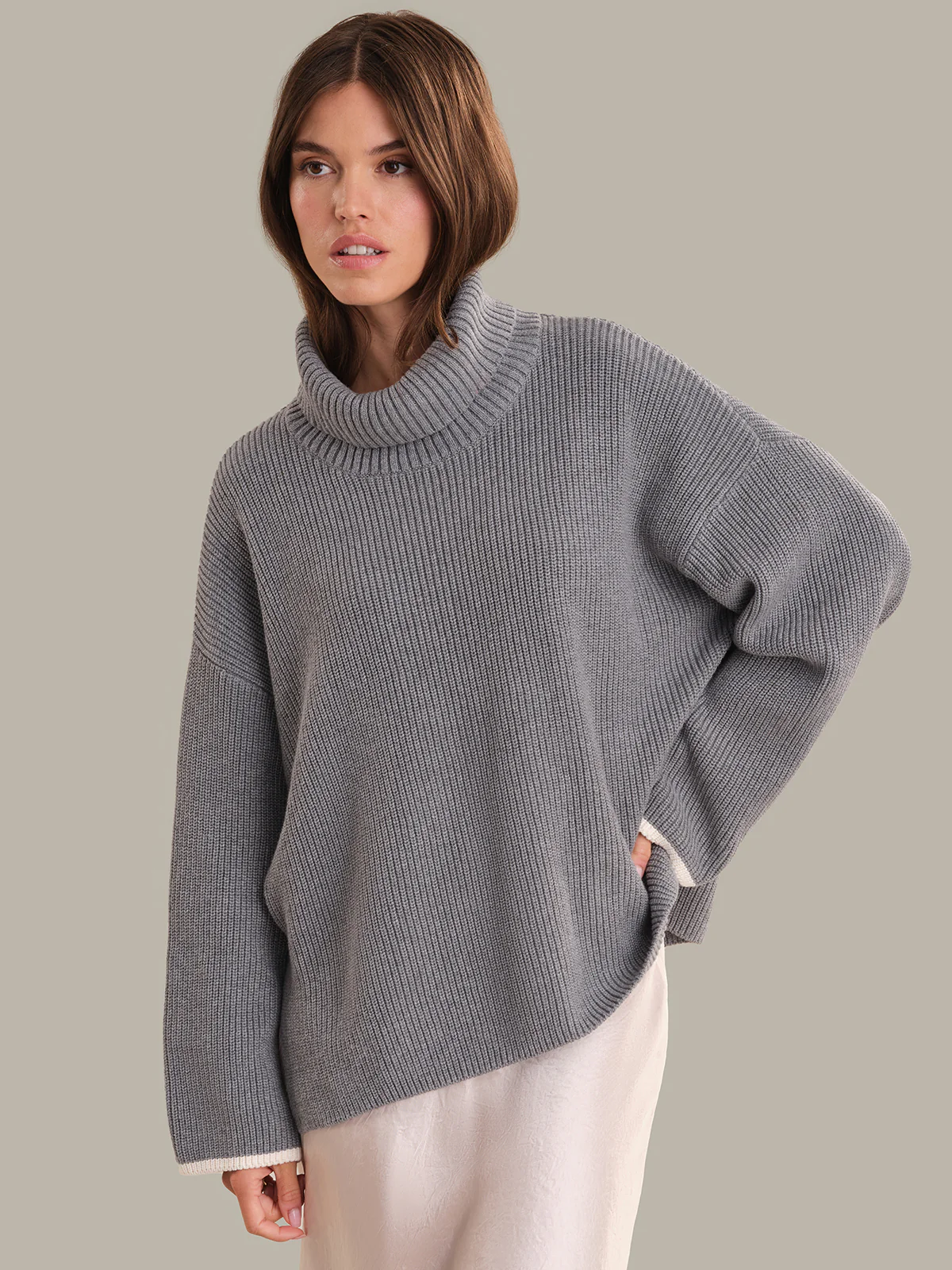 Ada: Cotton Tipped Turtleneck Sweater