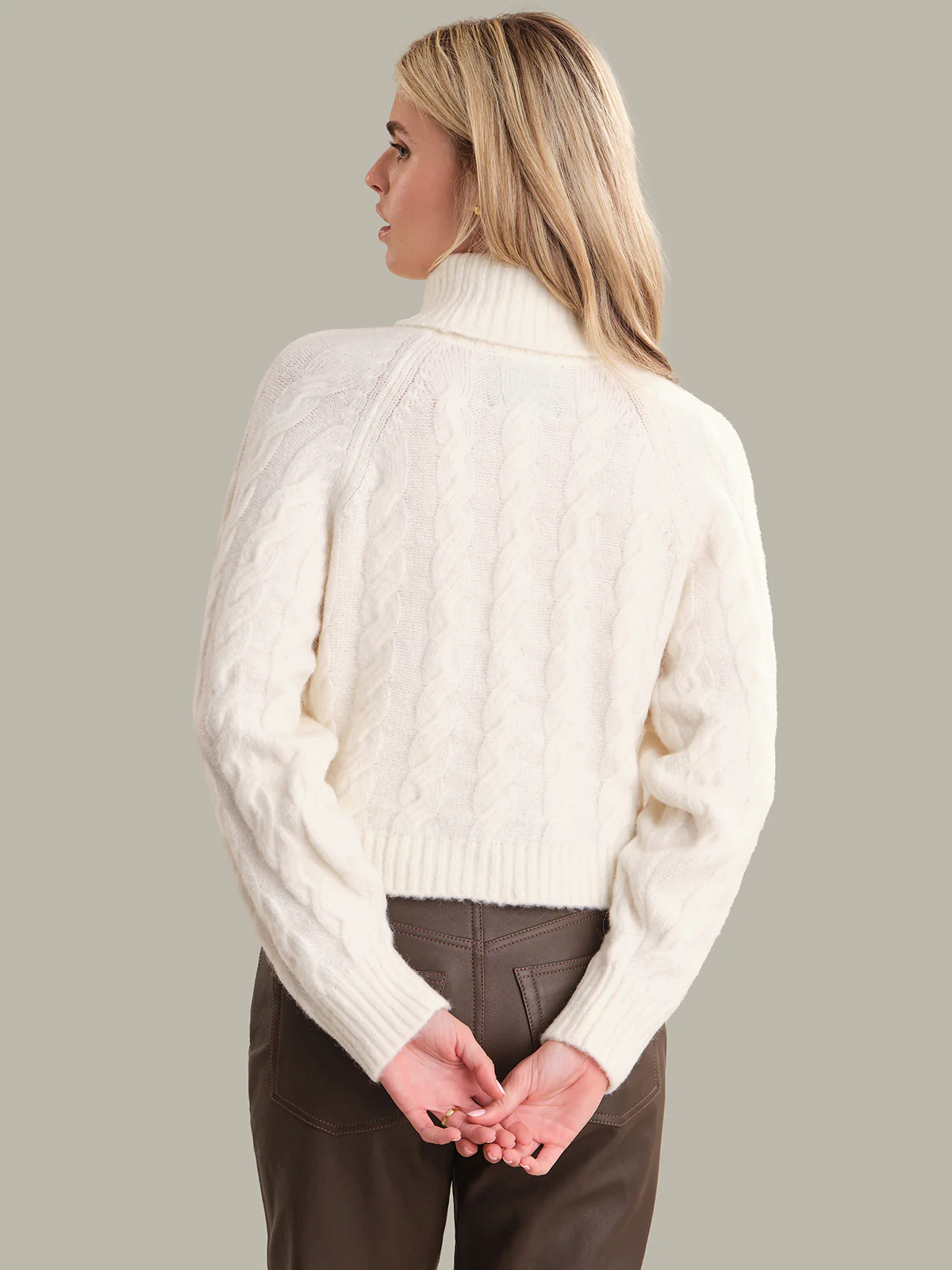 Pearl: Alpaca Cable Knit Turtleneck Sweater - Image 3