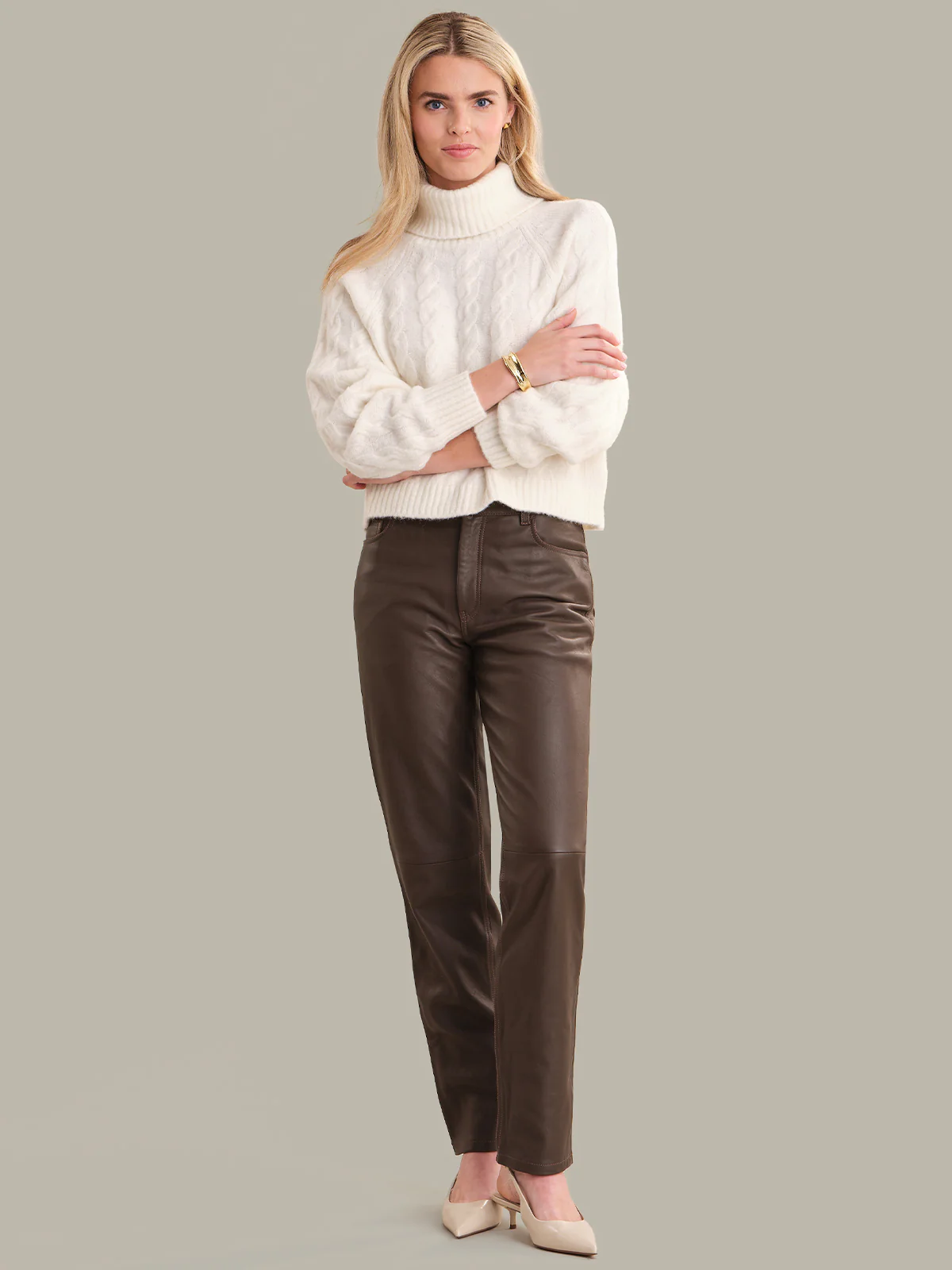Pearl: Alpaca Cable Knit Turtleneck Sweater - Image 4
