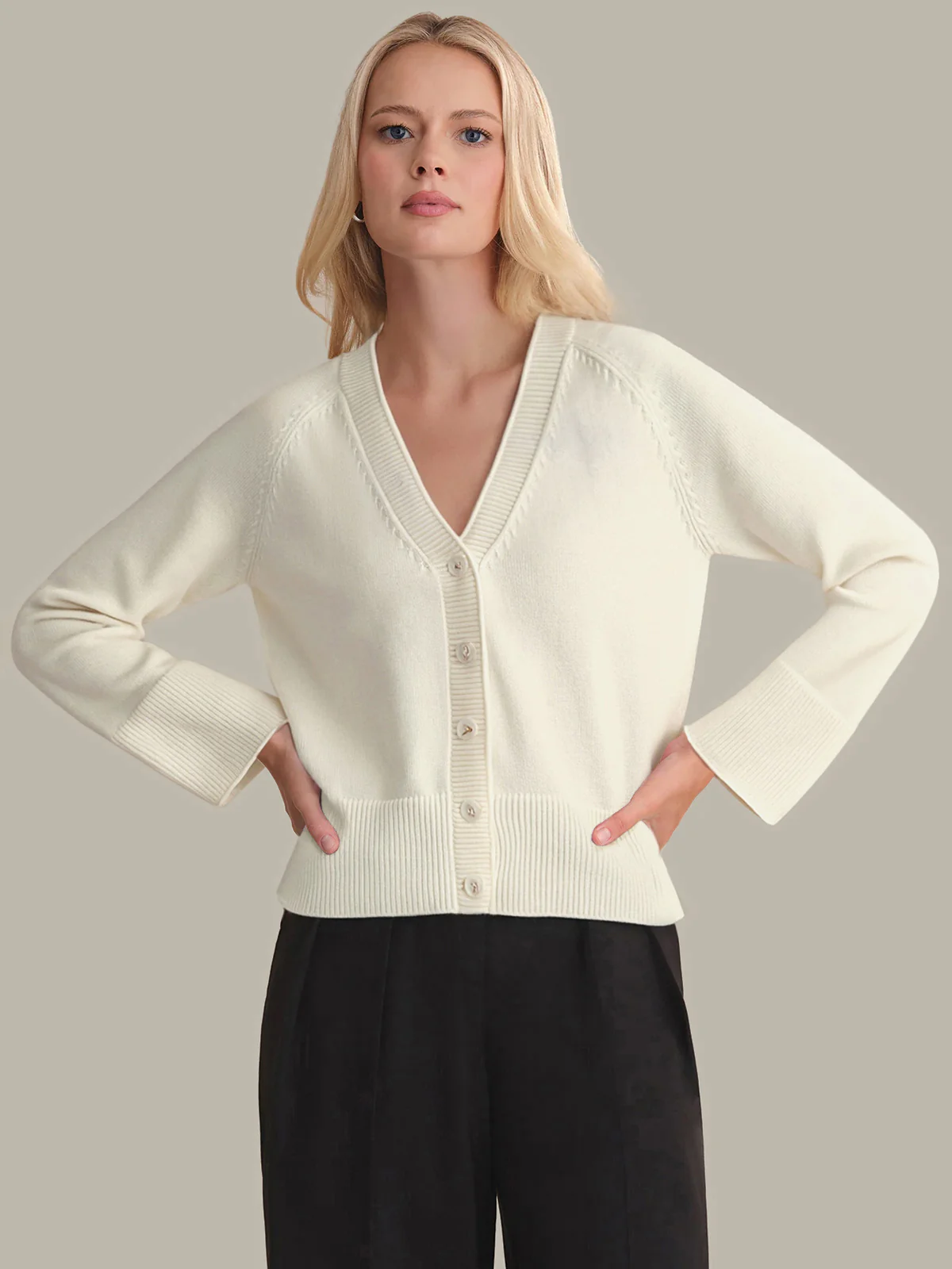 Aly: V-Neck Cotton Cardigan
