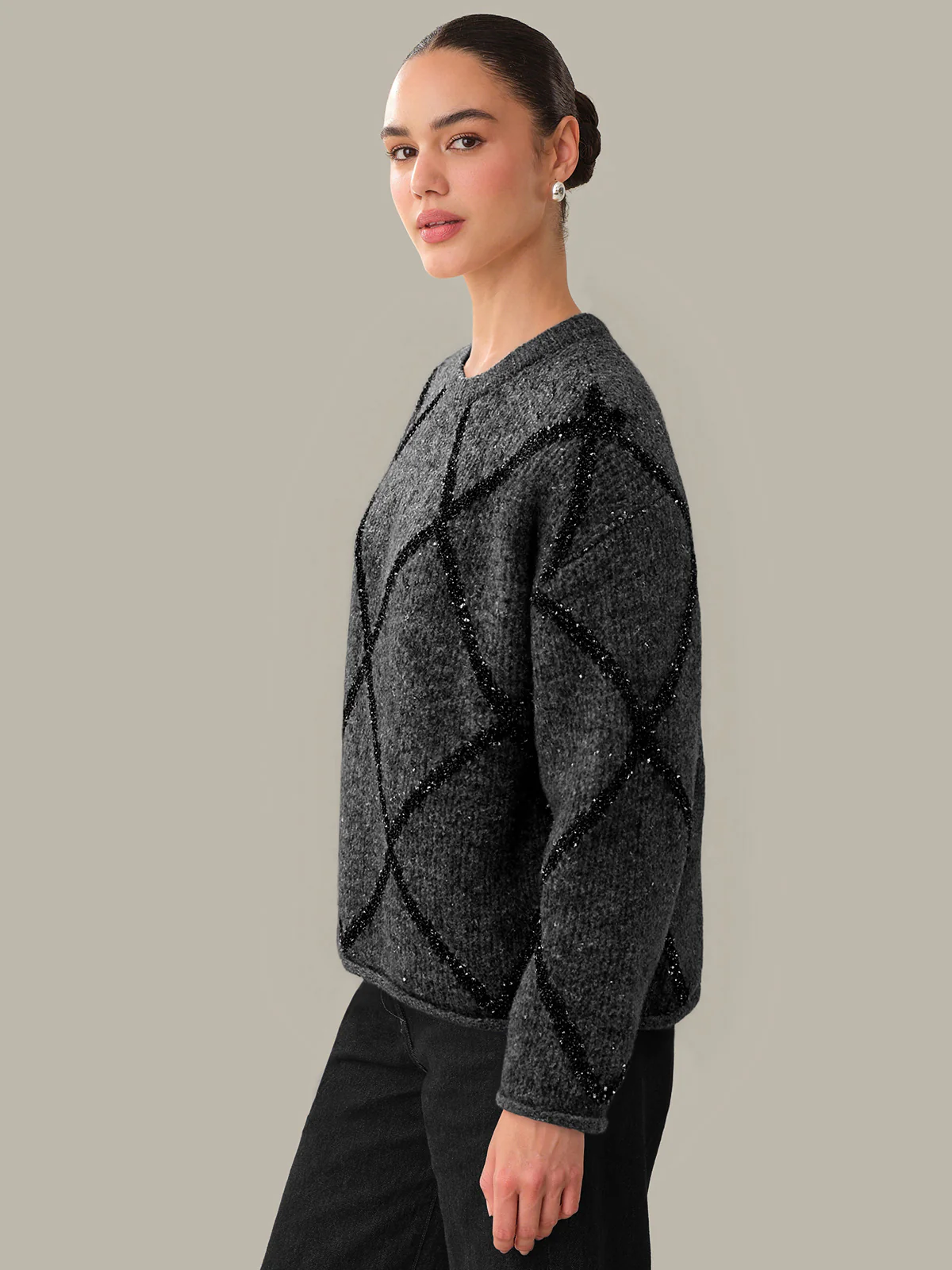 Aspen: Sequin Argyle Crewneck - Image 2