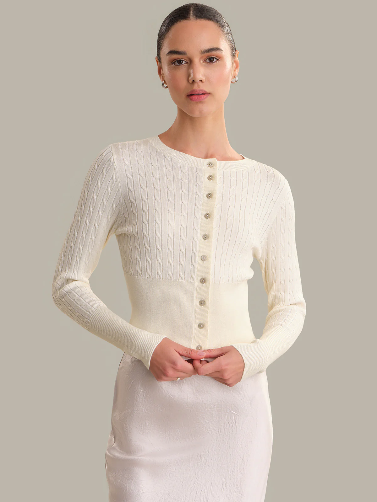 Audra: Cropped Cable-Knit Cardigan