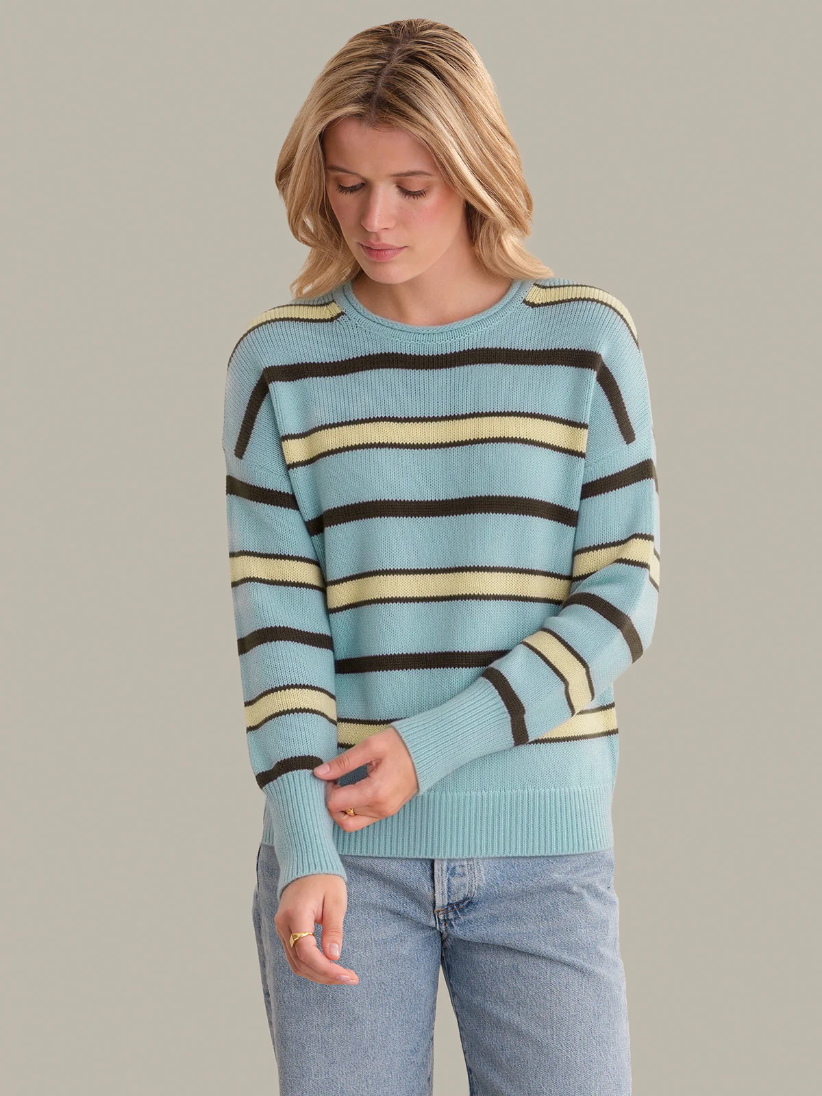 Bree: Stripe Roll Edge Cotton Sweater