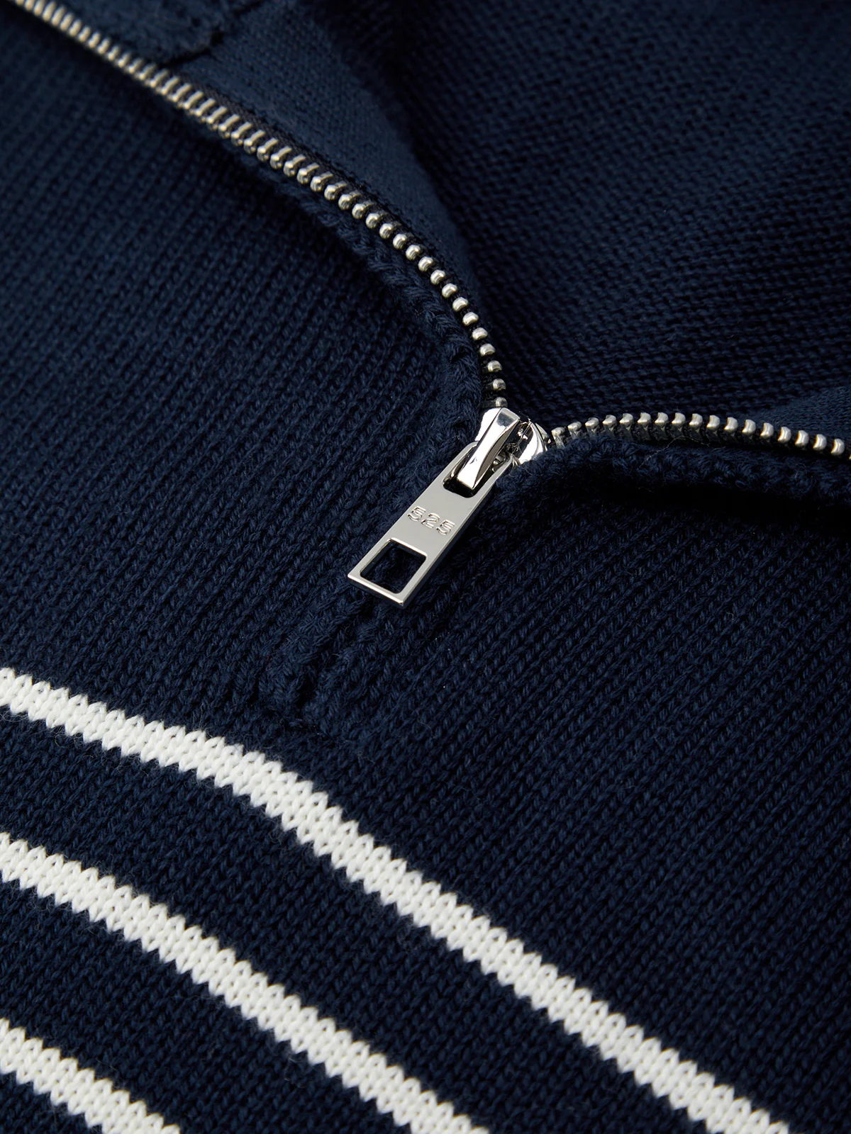 Carmen: Cotton Stripe Quarter Zip Sweater - Image 4