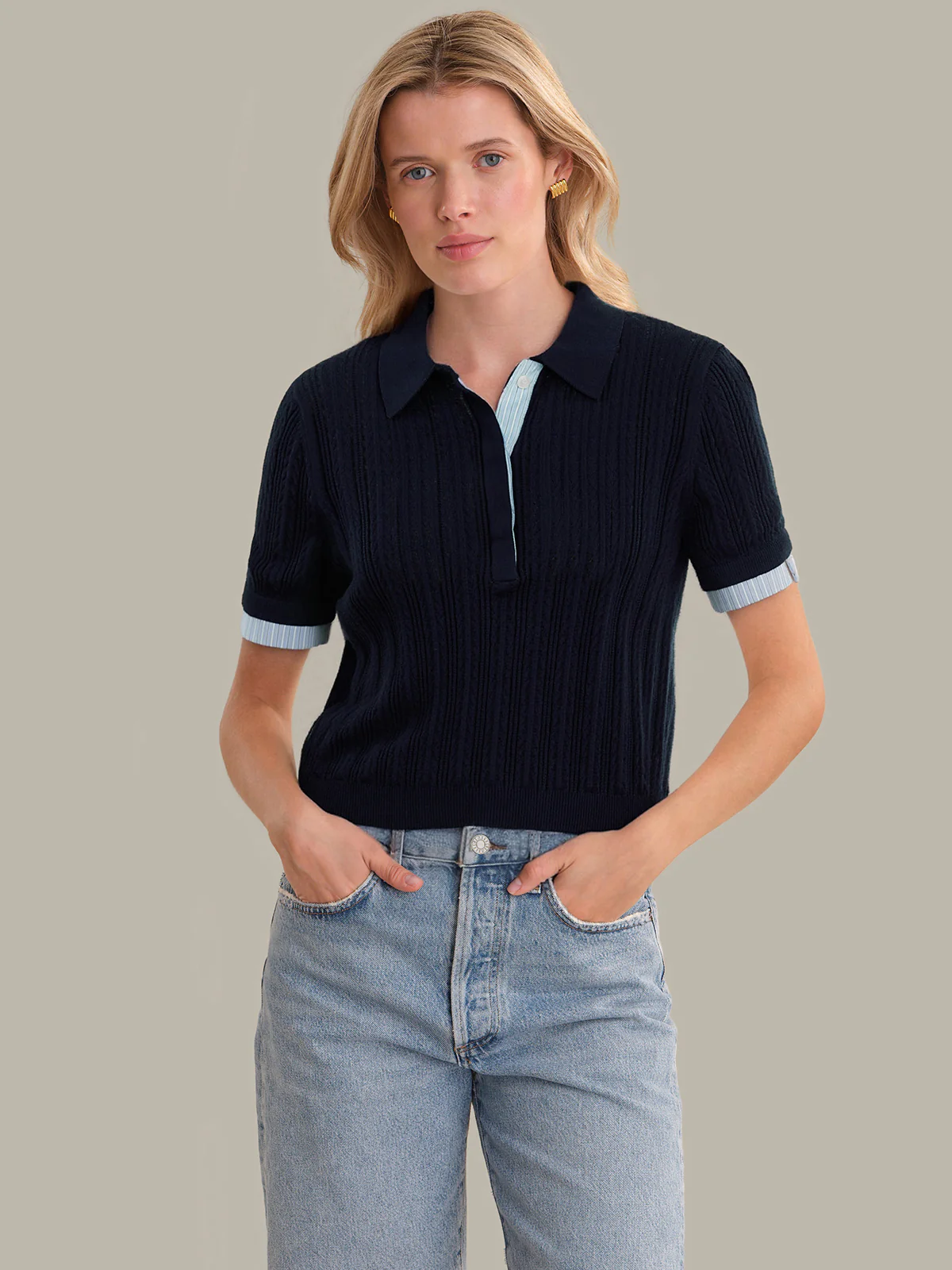 Cassia: Pointelle Knit Polo