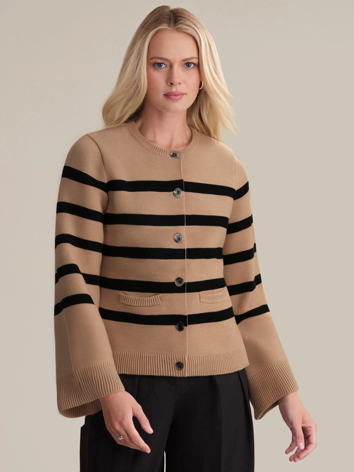 Catherine: Stripe Cotton Sweater Jacket
