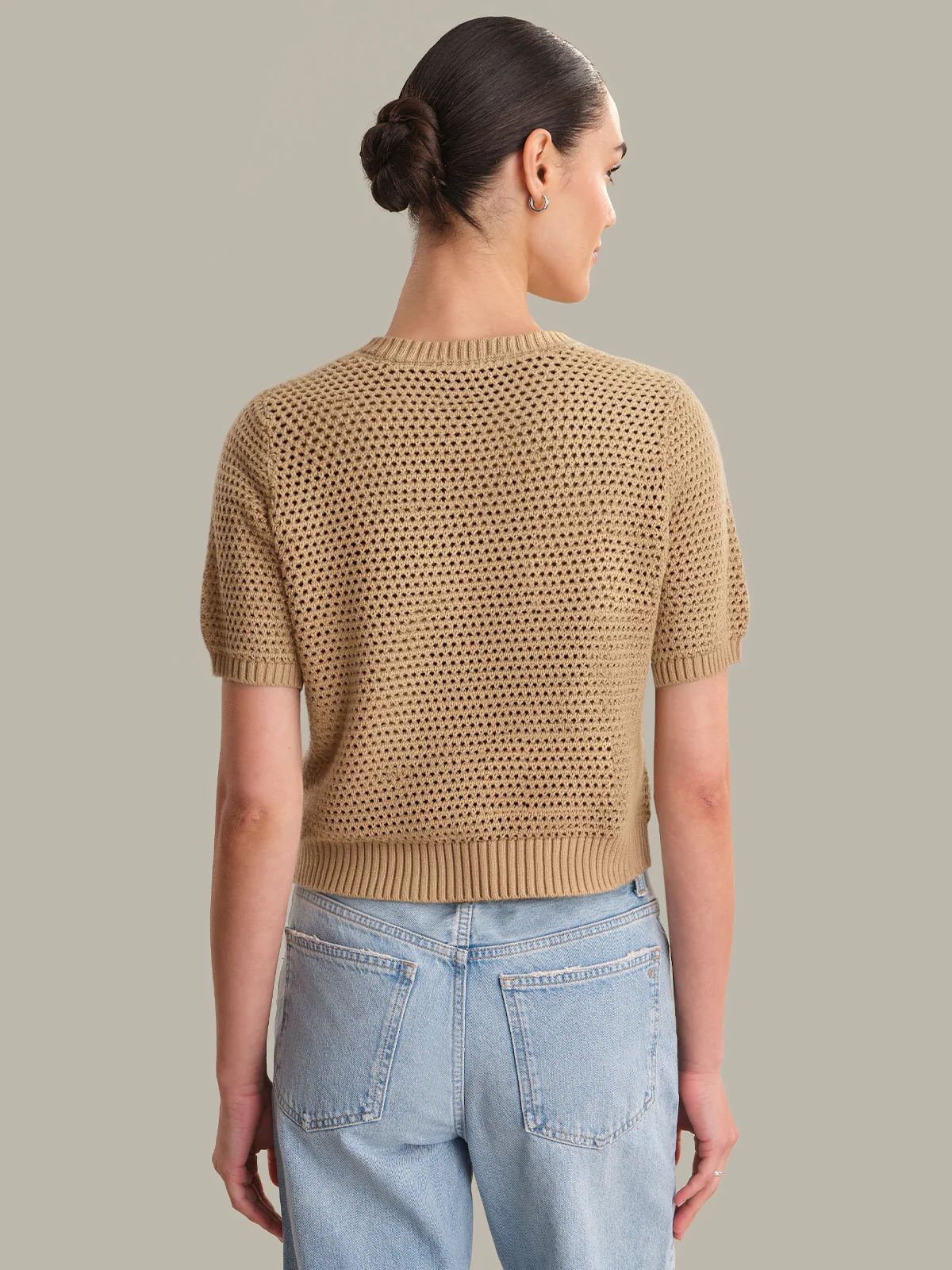 Celine: Cotton Cropped Pointelle Cardigan - Image 3