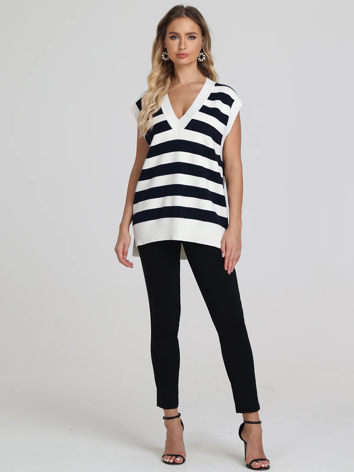 Charlene: Stripe V-Neck Sweater Vest - Image 4