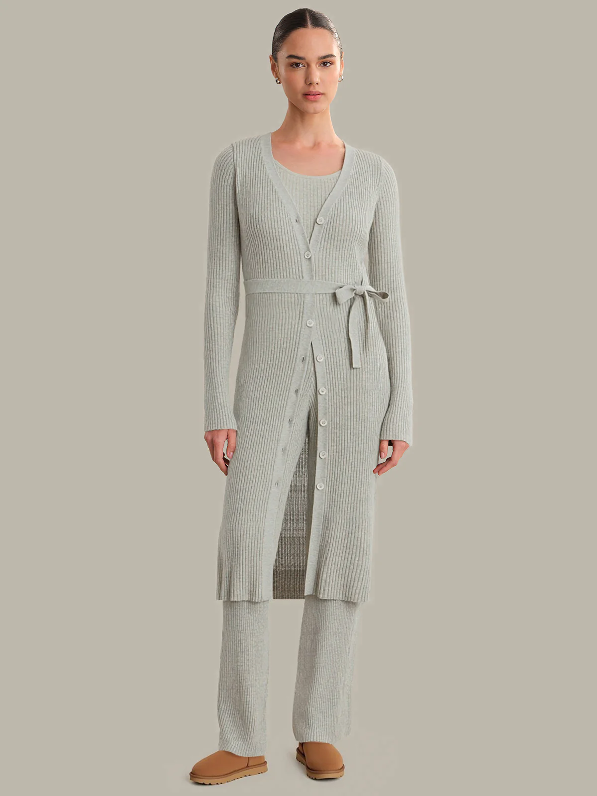 Clarissa: Ribbed Lounge Duster Cardigan