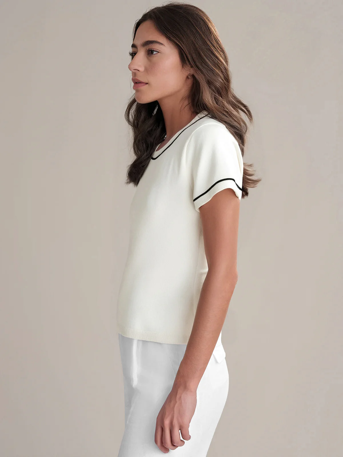 Gina: Contrast Cotton Knit Pullover - Image 2