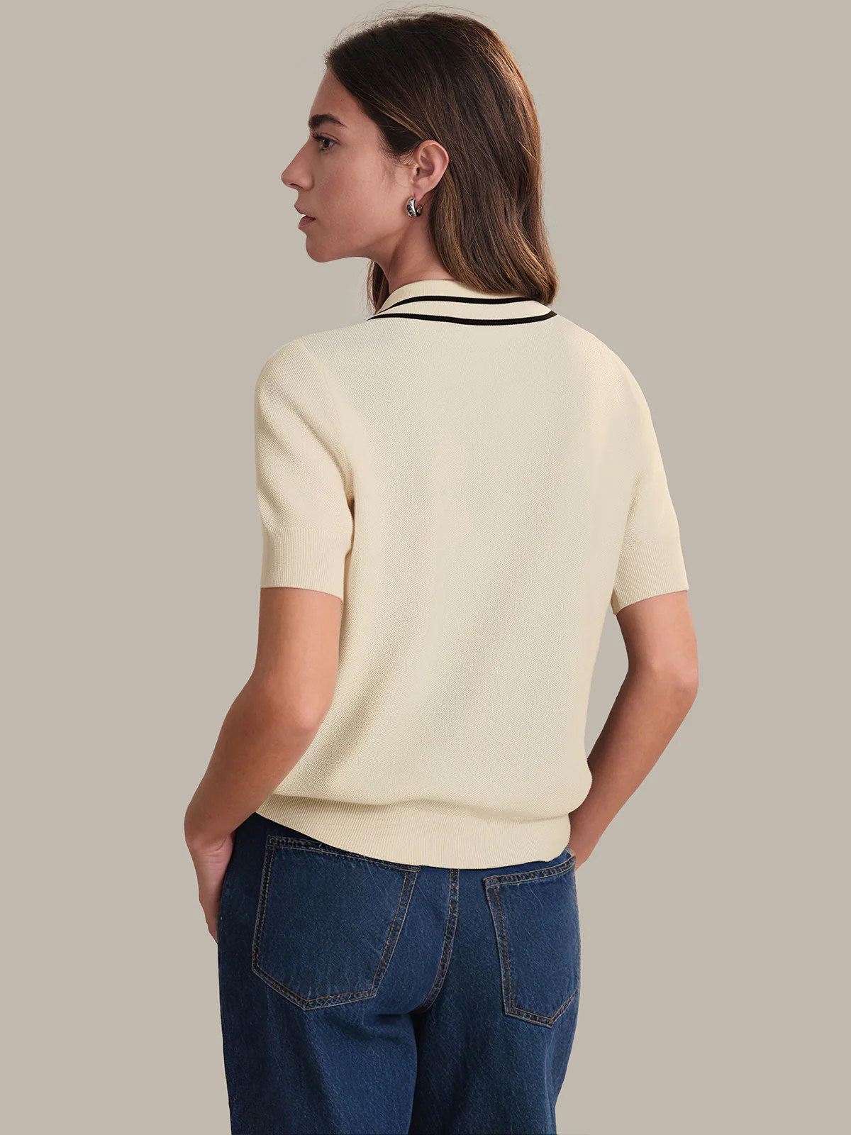 Vita: Contrast Trim Cotton Pullover - Image 3