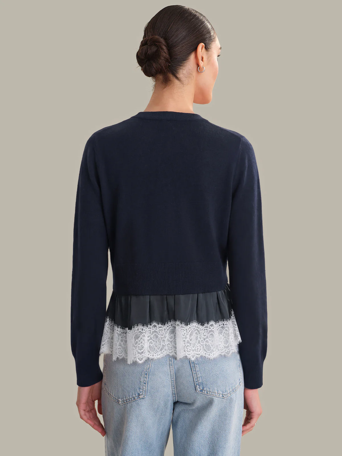 Cora: Lace Trim Cashmere Blend Knit Pullover - Image 3