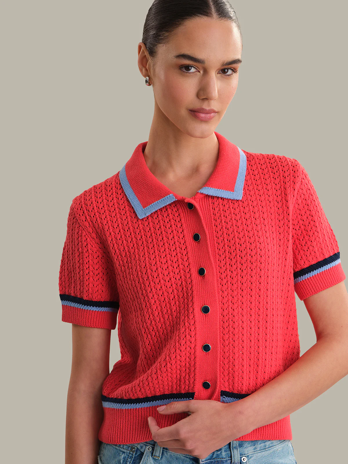 Dania: Pointelle Polo Pullover - Image 4