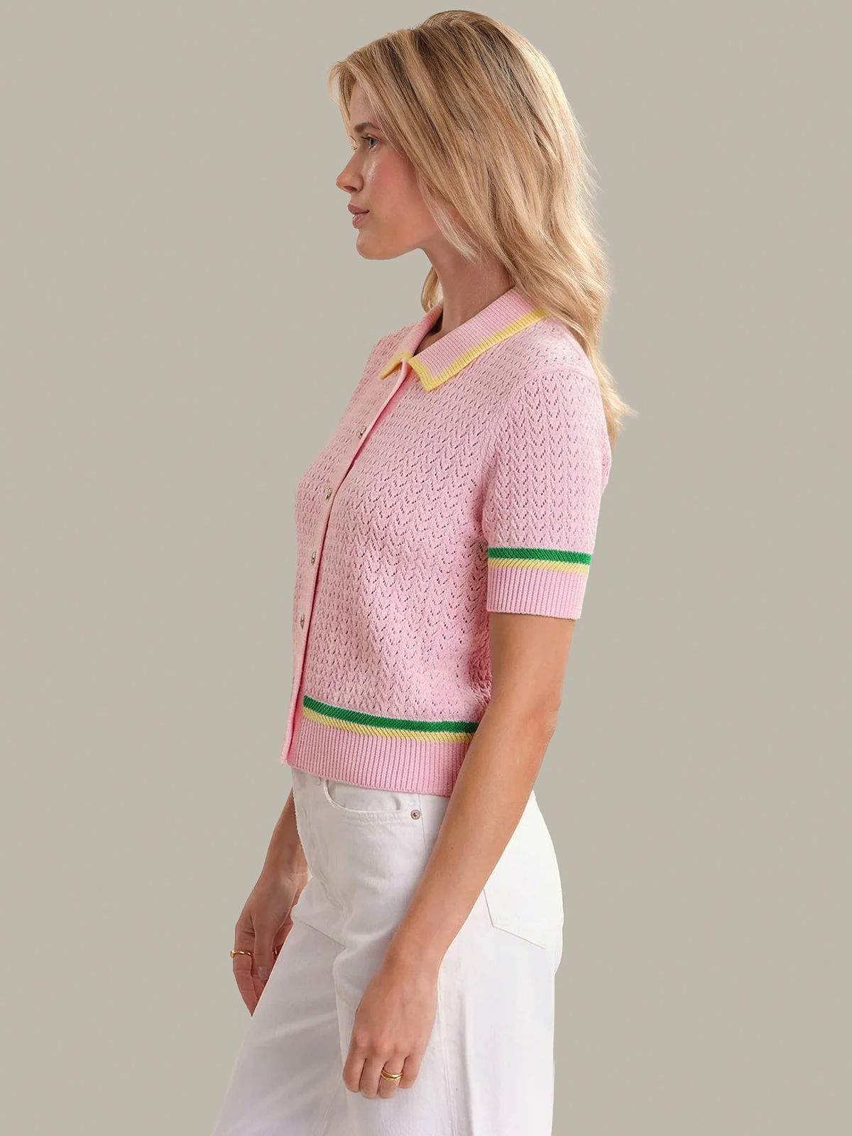Dania: Pointelle Polo Pullover - Image 2