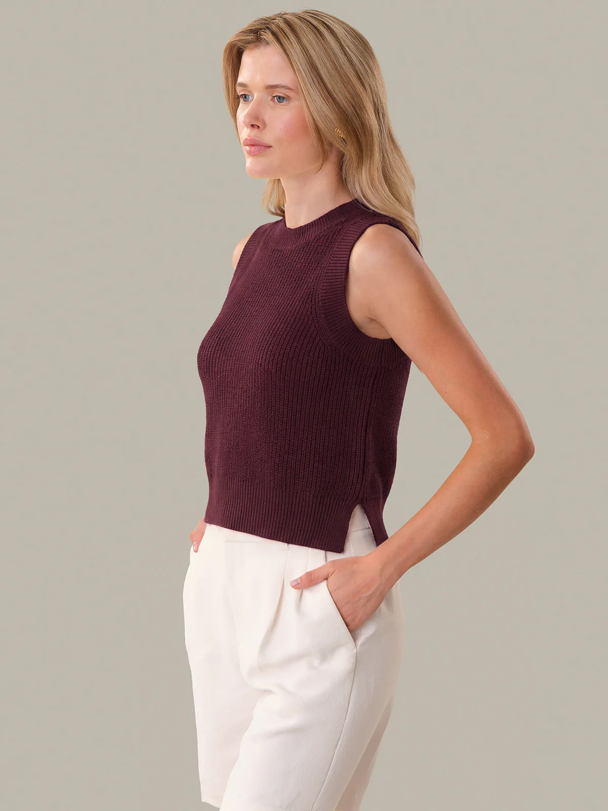Demi: High Crewneck Cotton Tank - Image 3