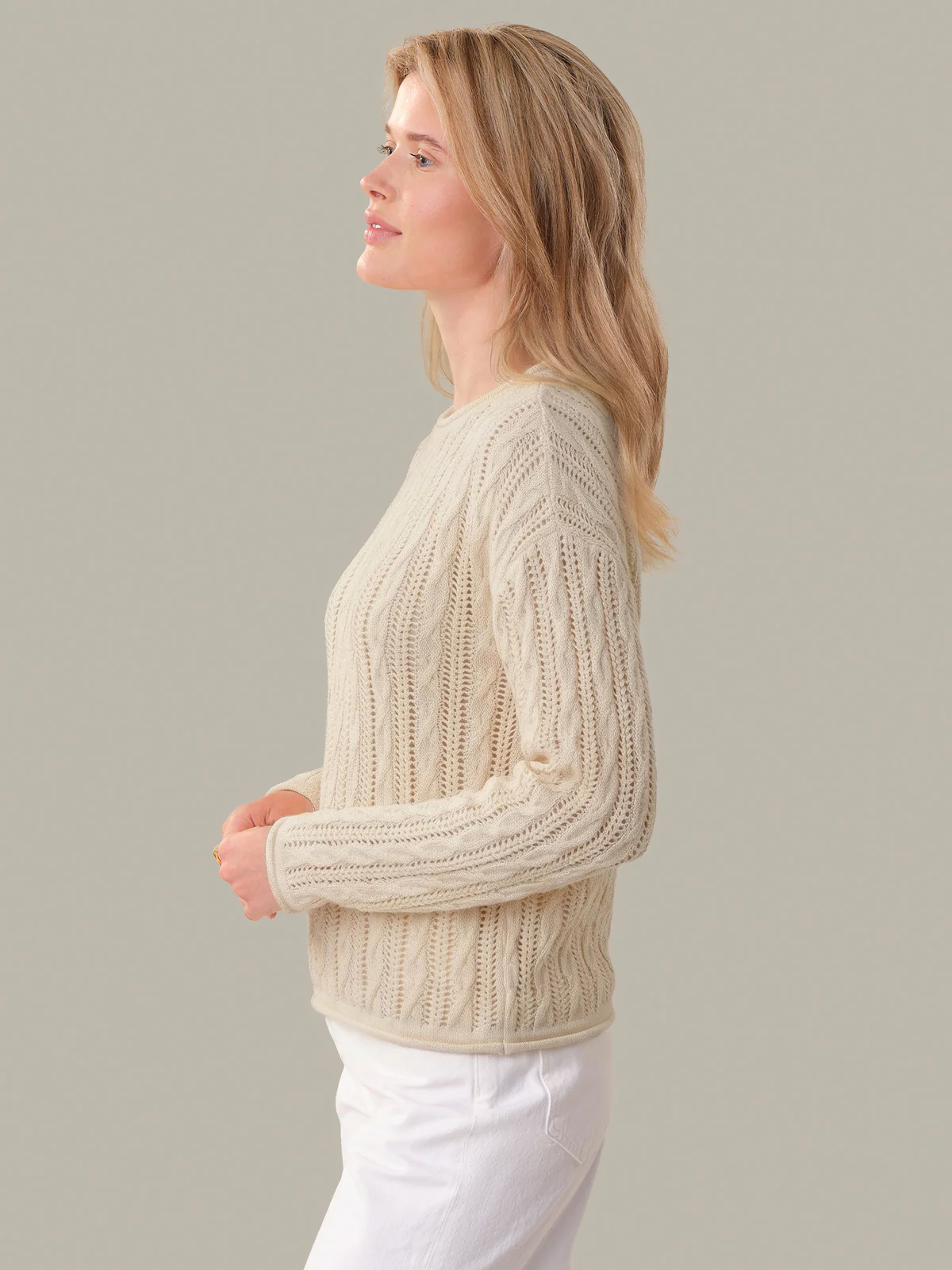 Dina: Pointelle Cotton Crewneck - Image 2