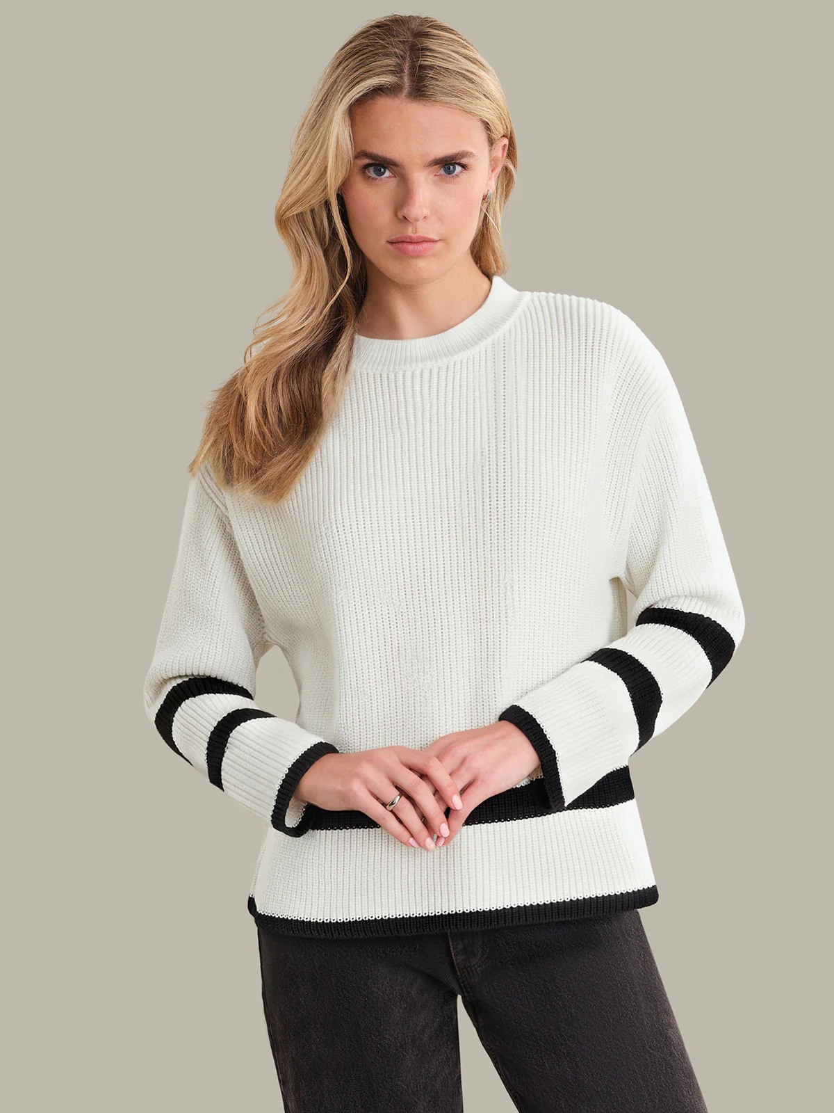 Eliza: Stripe Crewneck Cotton Sweater