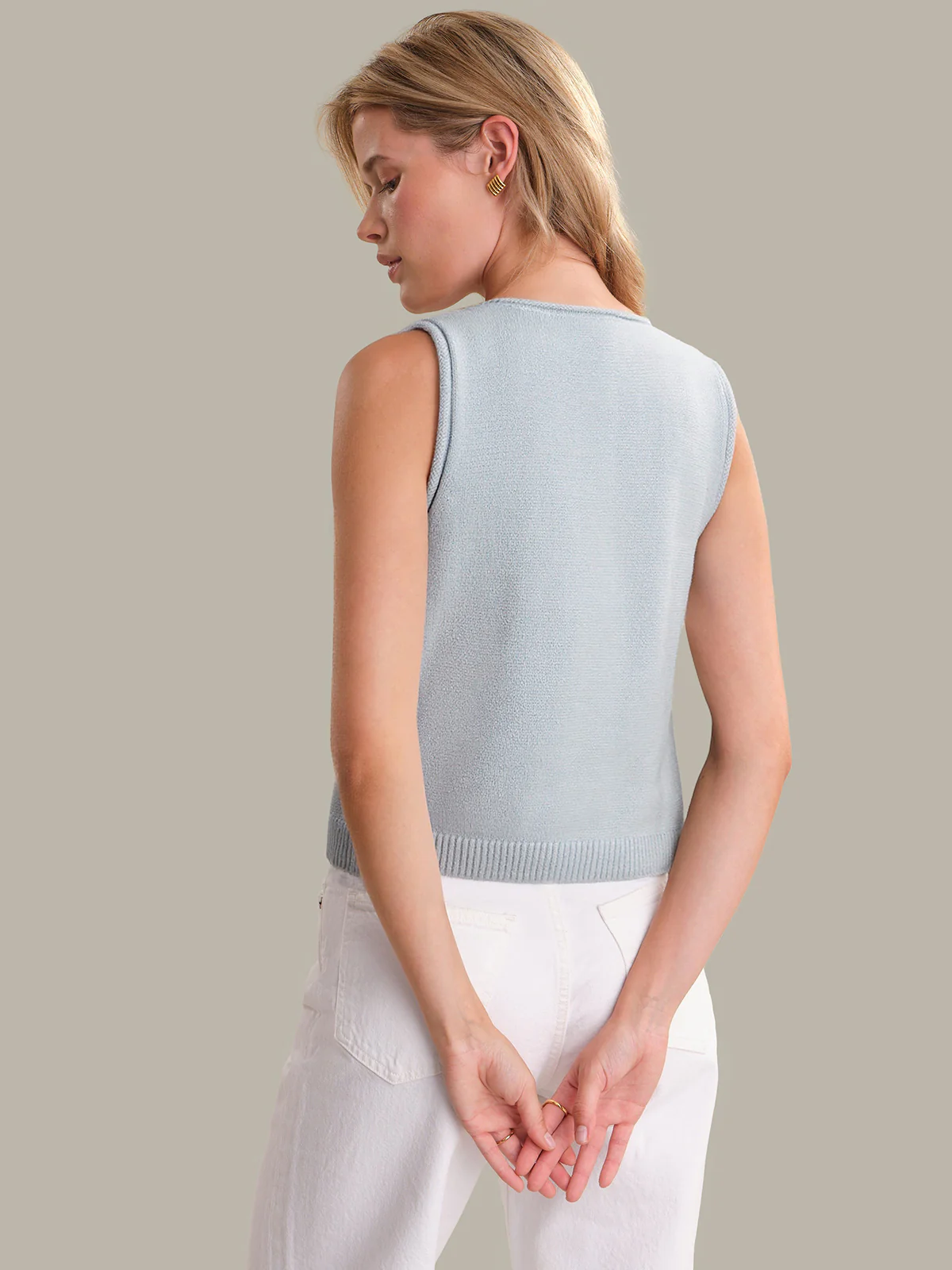 Ella: Cotton Button Front Sweater Vest - Image 3