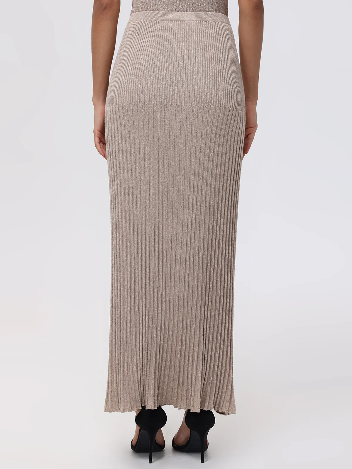 Eloise:  Metallic Maxi Pleated Skirt - Image 3