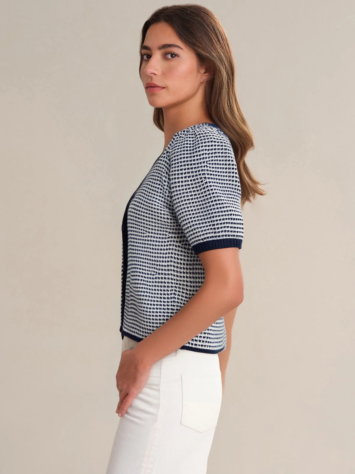 Ely: Puff Sleeve Cotton Cardigan - Image 2