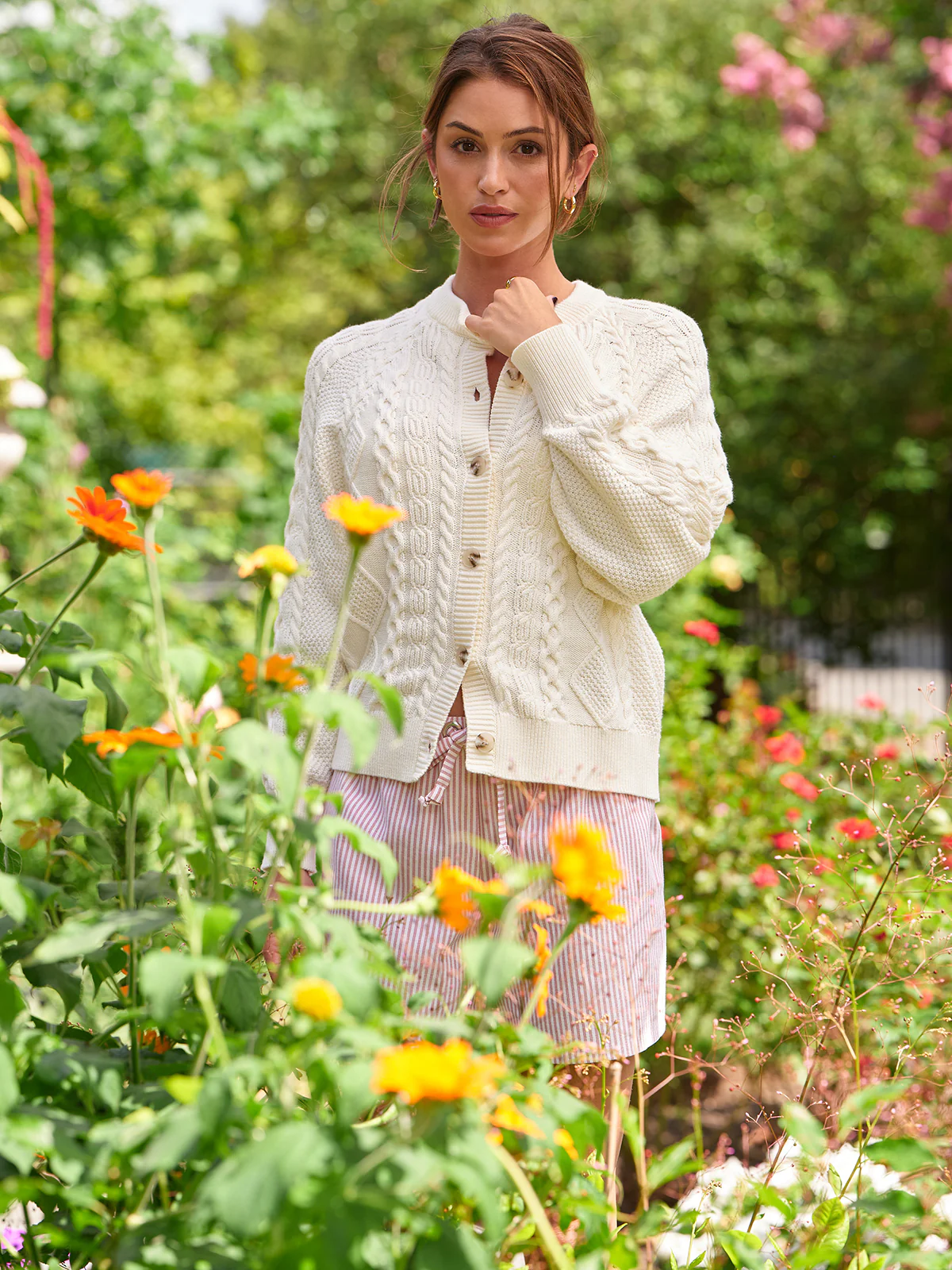 Emerson: Cotton Cable Knit Cardigan