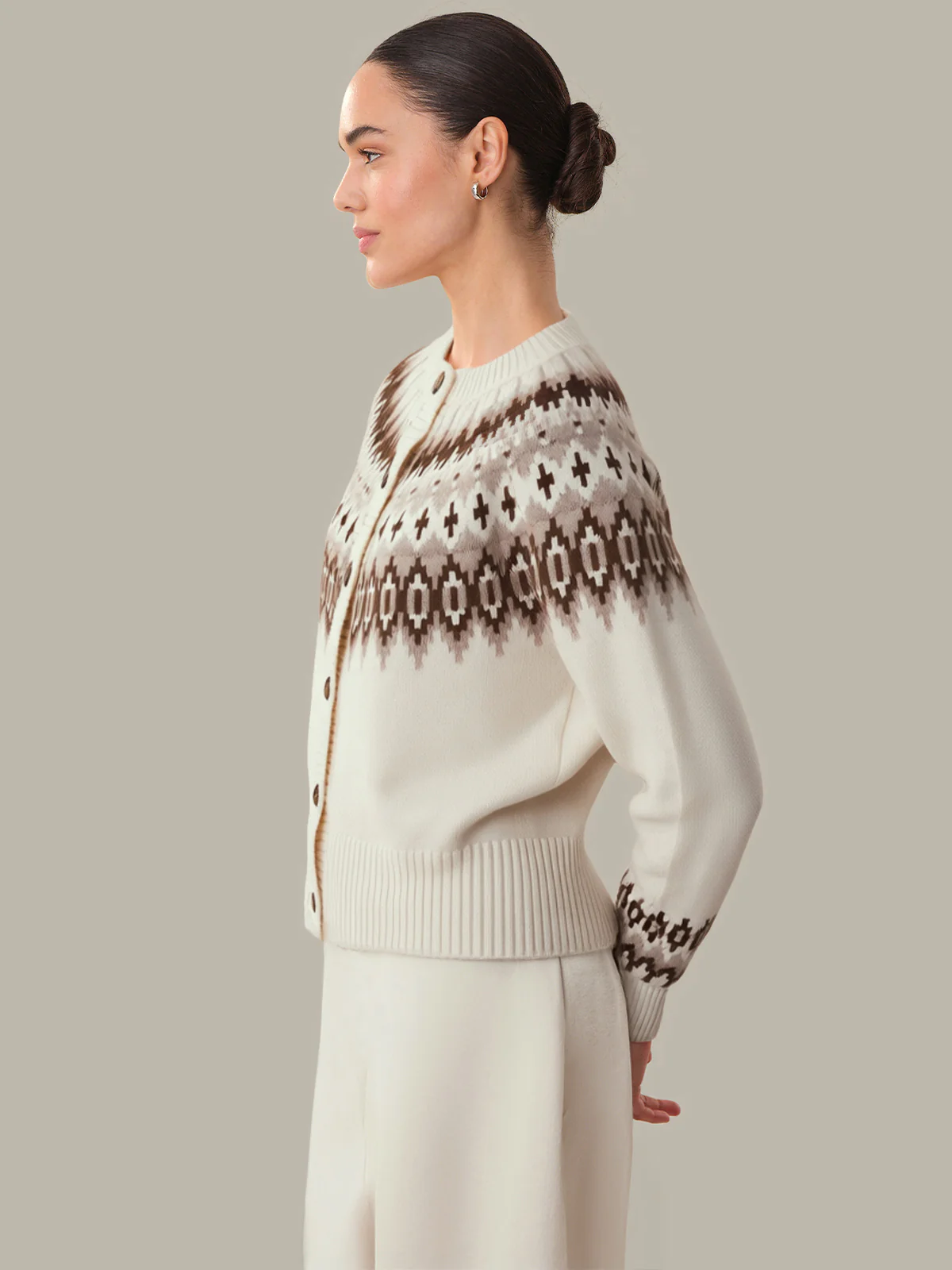 Emery: 100% Cashmere Fair Isle Cardigan - Image 2