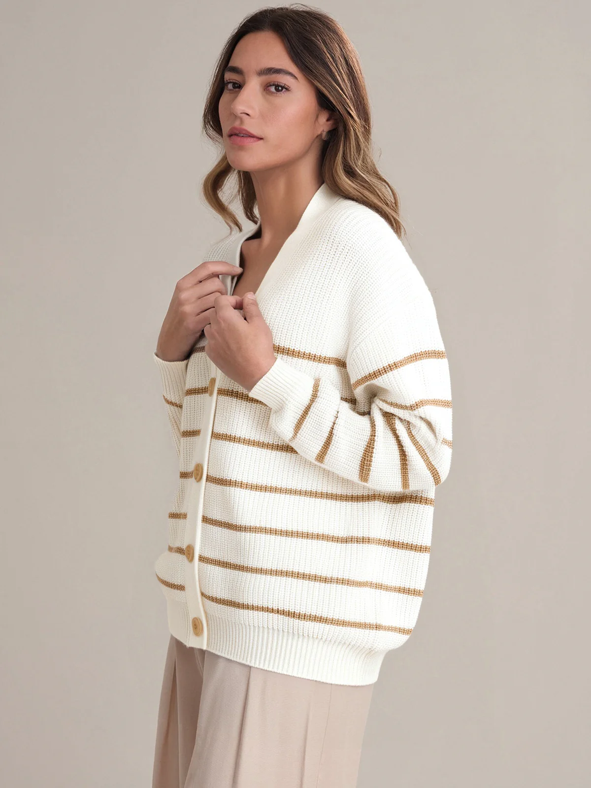 Emilia: Stripe Cotton Cocoon Cardigan - Image 3