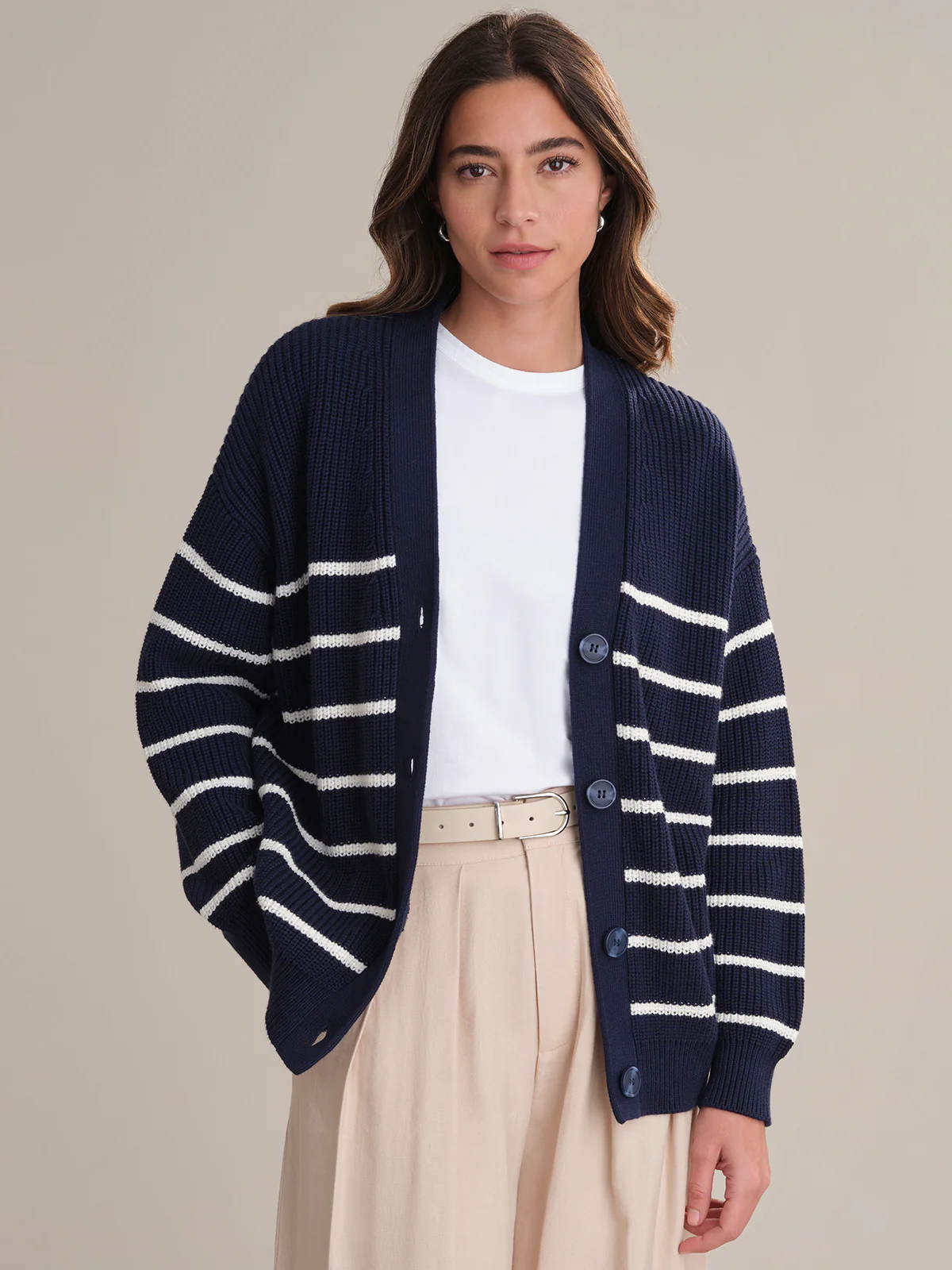 Emilia: Stripe Cotton Cocoon Cardigan - Image 2