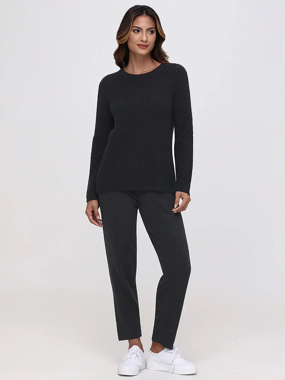Emma: 100% Cashmere Crewneck Shaker Stitch Sweater - Image 4