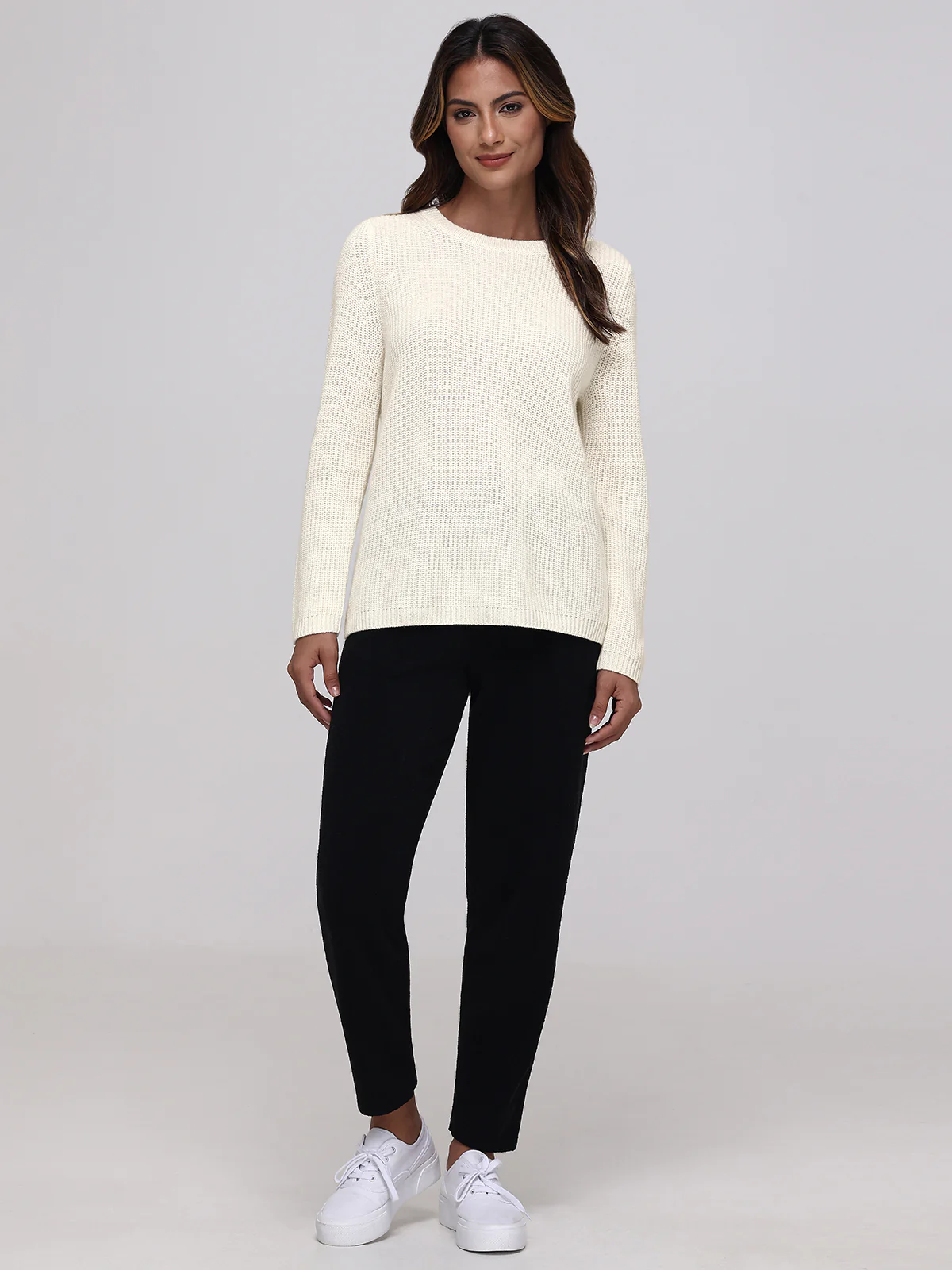 Emma: 100% Cashmere Crewneck Shaker Stitch Sweater - Image 4