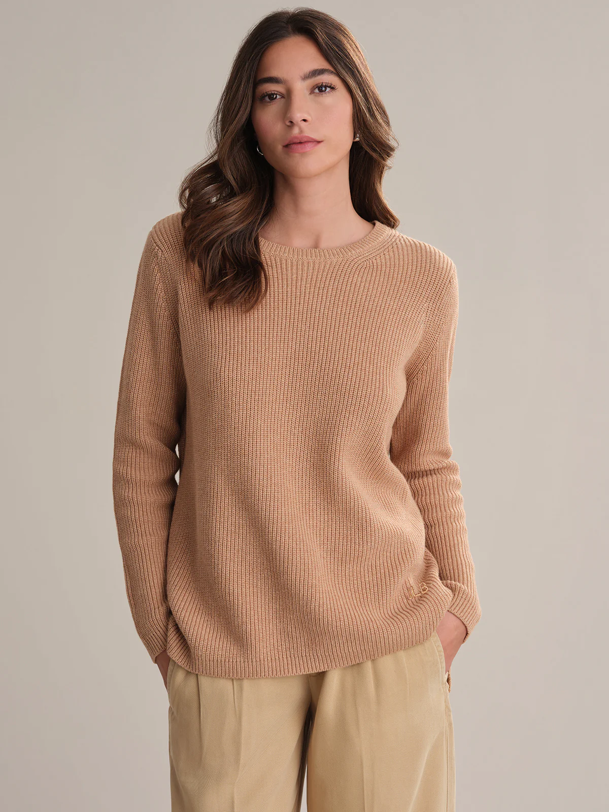 Emma: Crewneck Shaker Stitch Cotton Sweater