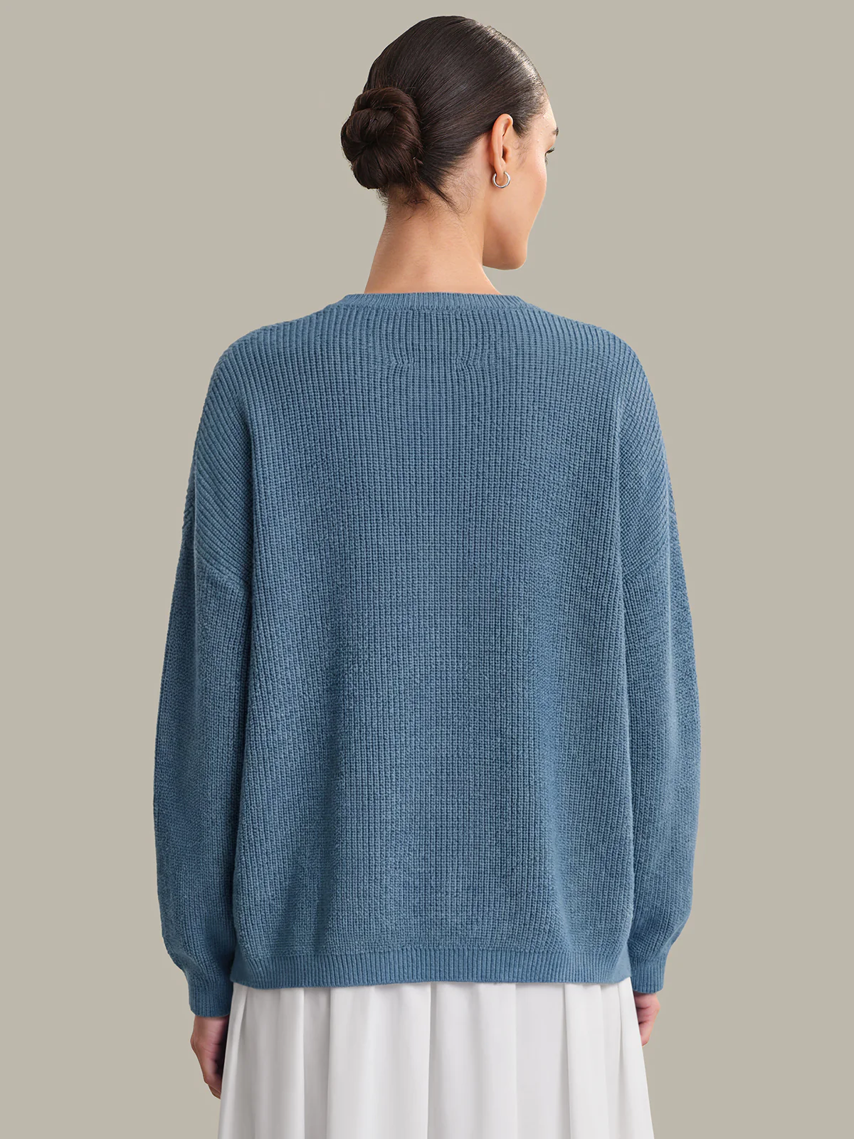 Emma: Crewneck Shaker Stitch Cotton Sweater - Image 3