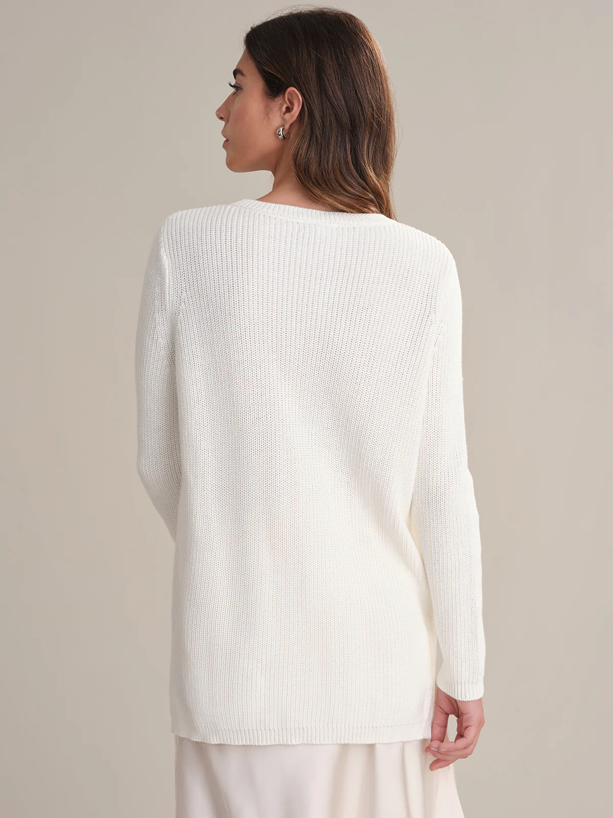 Emma: Crewneck Shaker Stitch Cotton Sweater - Image 3