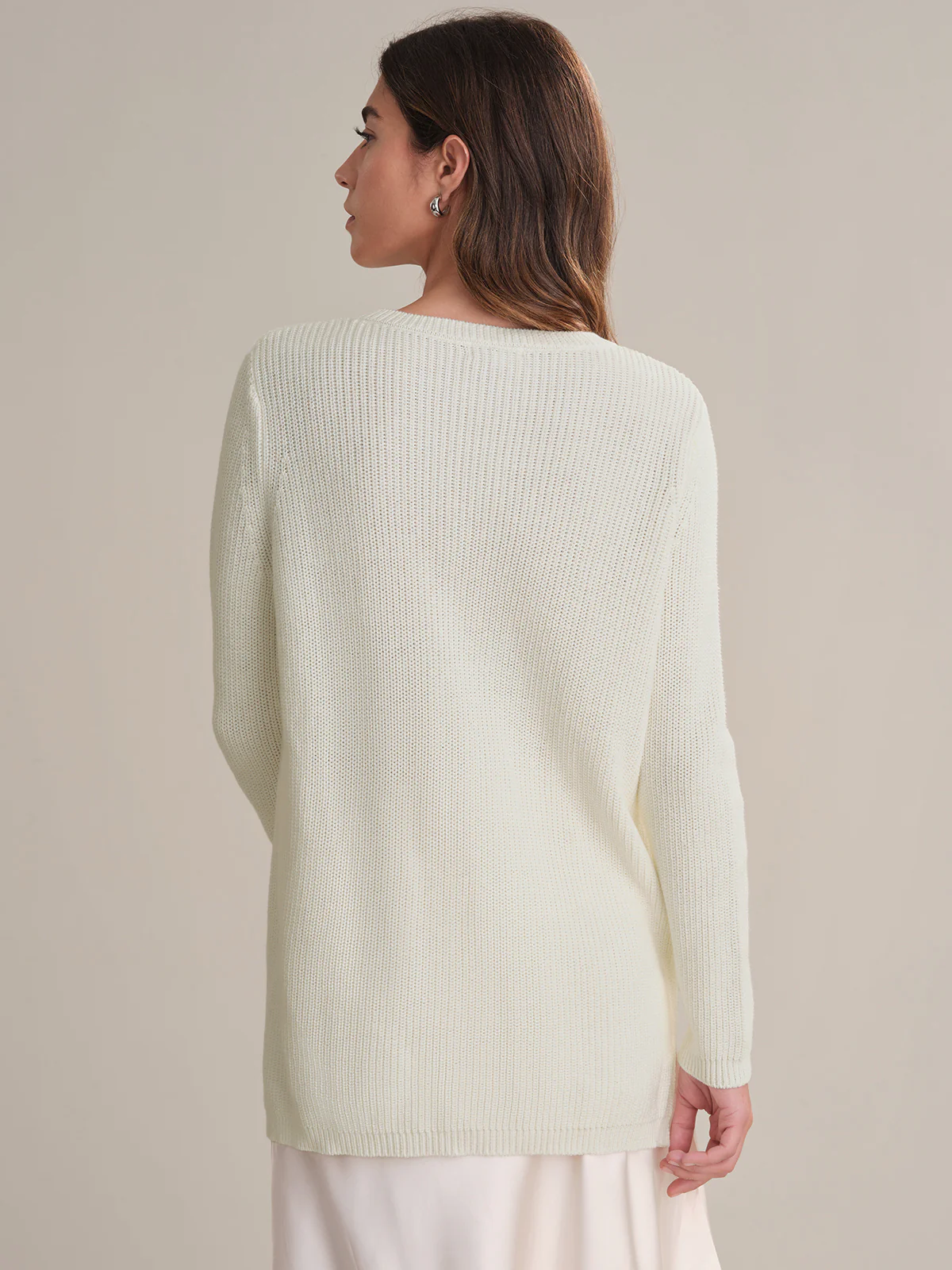 Emma: Crewneck Shaker Stitch Cotton Sweater - Image 3