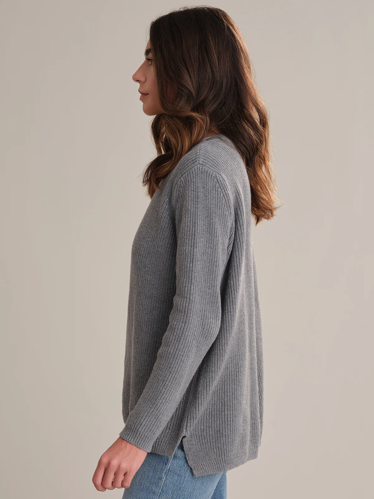 Emma: Crewneck Shaker Stitch Cotton Sweater - Image 2