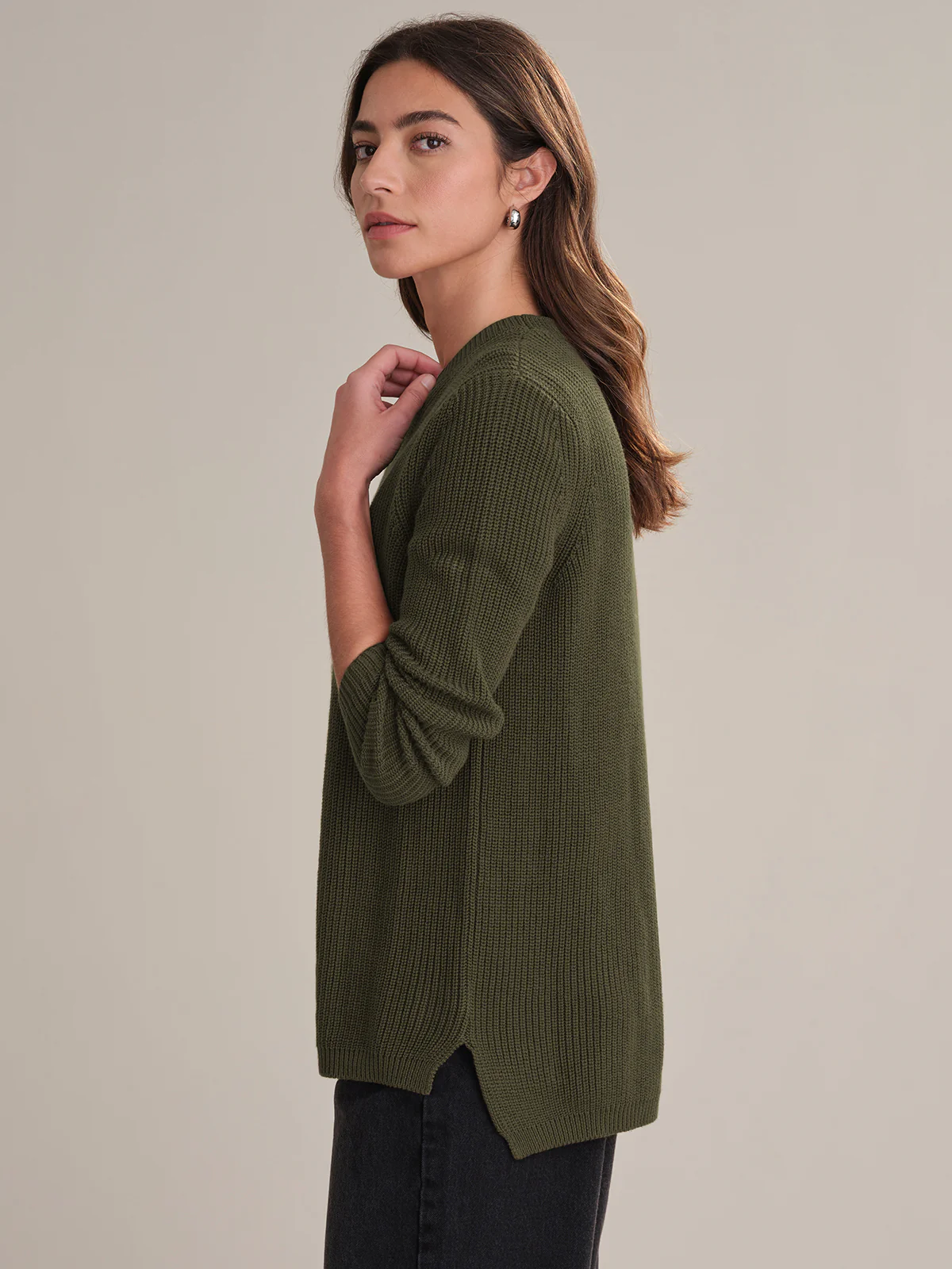 Emma: Crewneck Shaker Stitch Cotton Sweater - Image 3