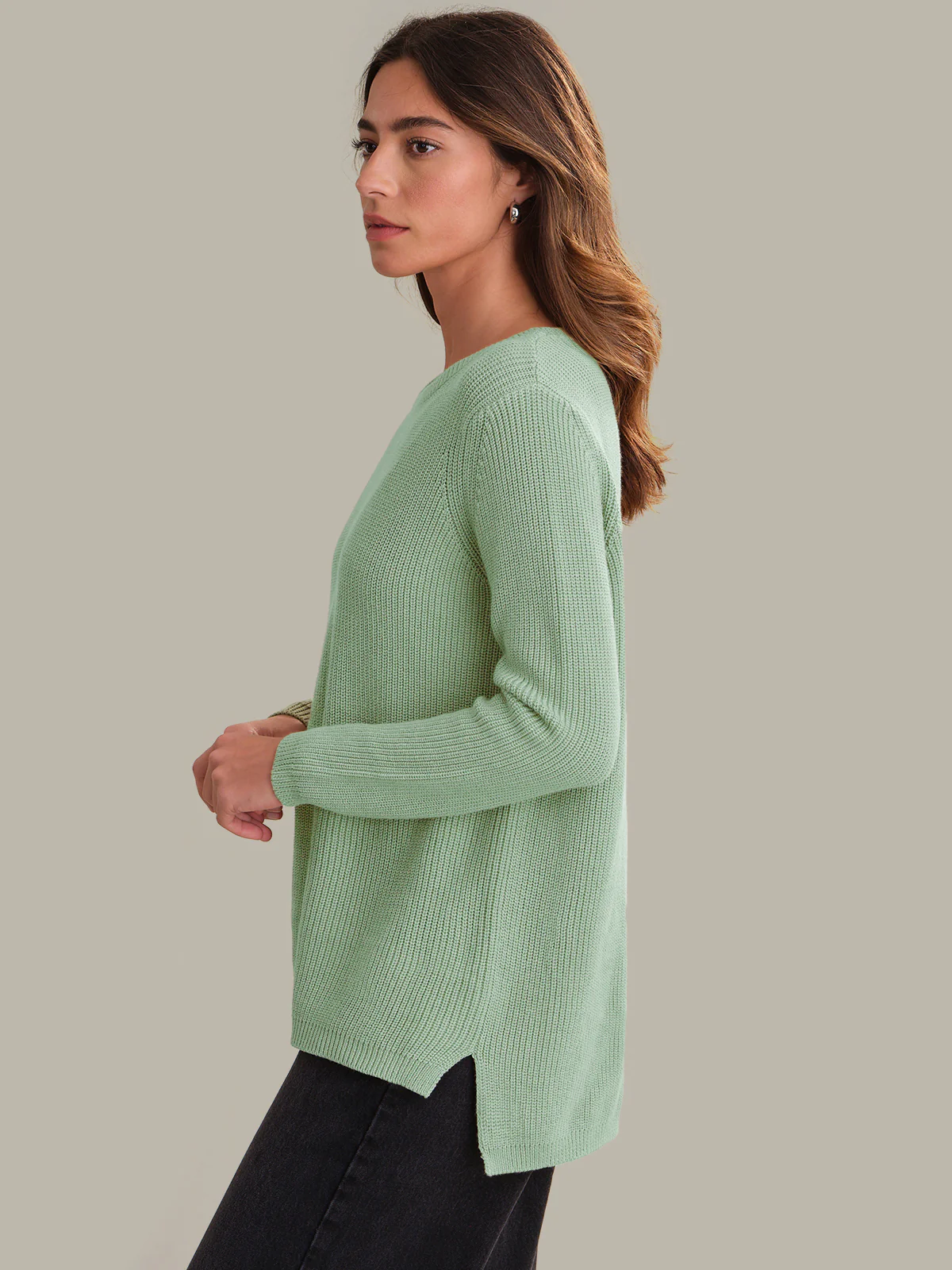 Emma: Crewneck Shaker Stitch Cotton Sweater - Image 2