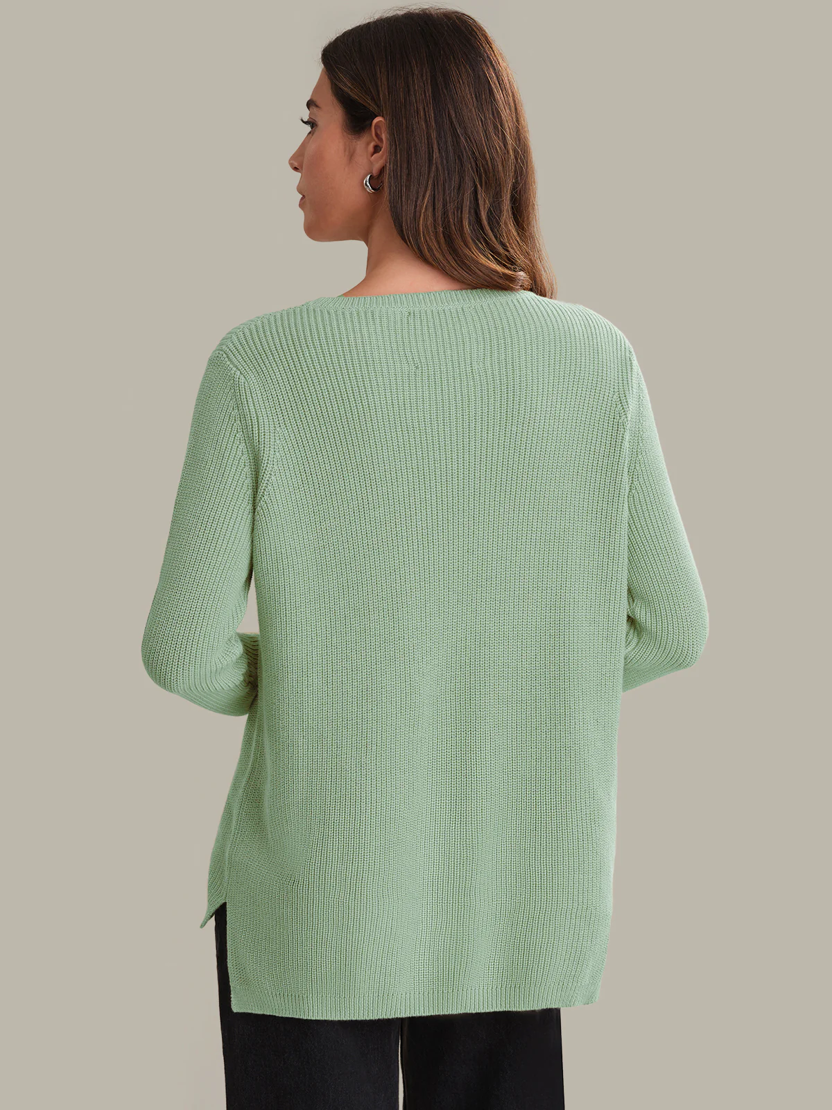 Emma: Crewneck Shaker Stitch Cotton Sweater - Image 3