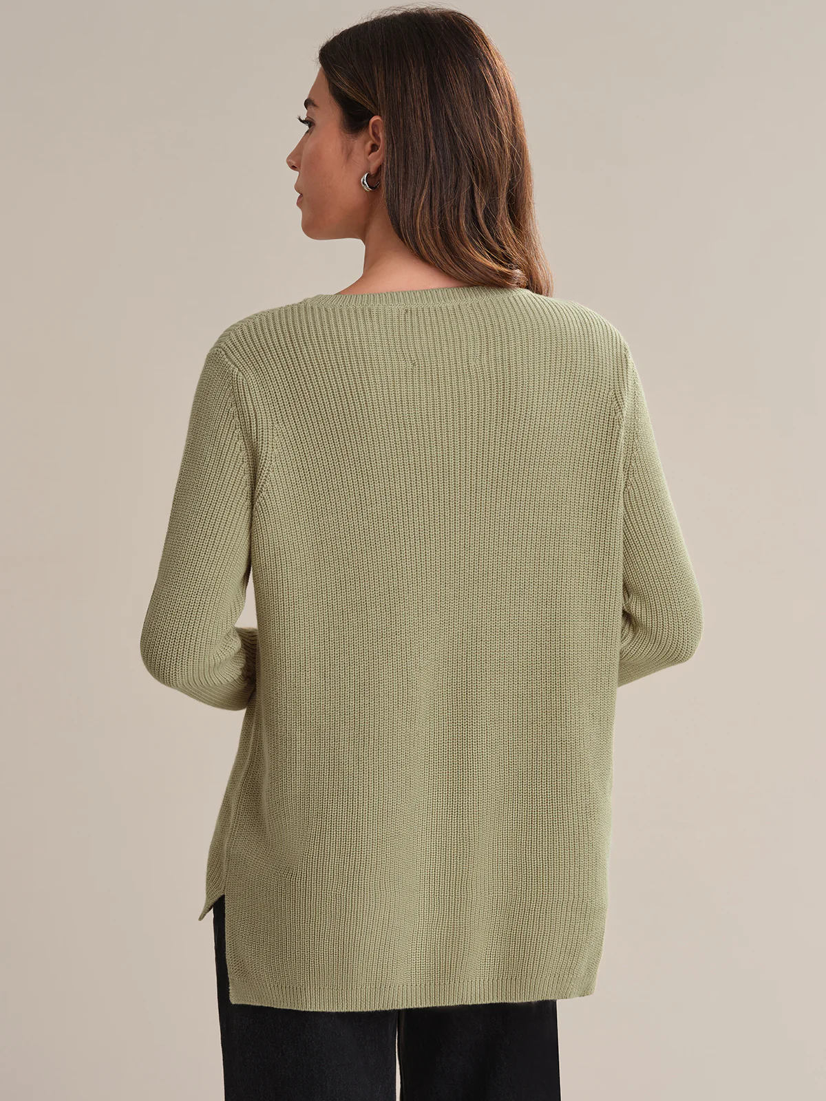 Emma: Crewneck Shaker Stitch Cotton Sweater - Image 3