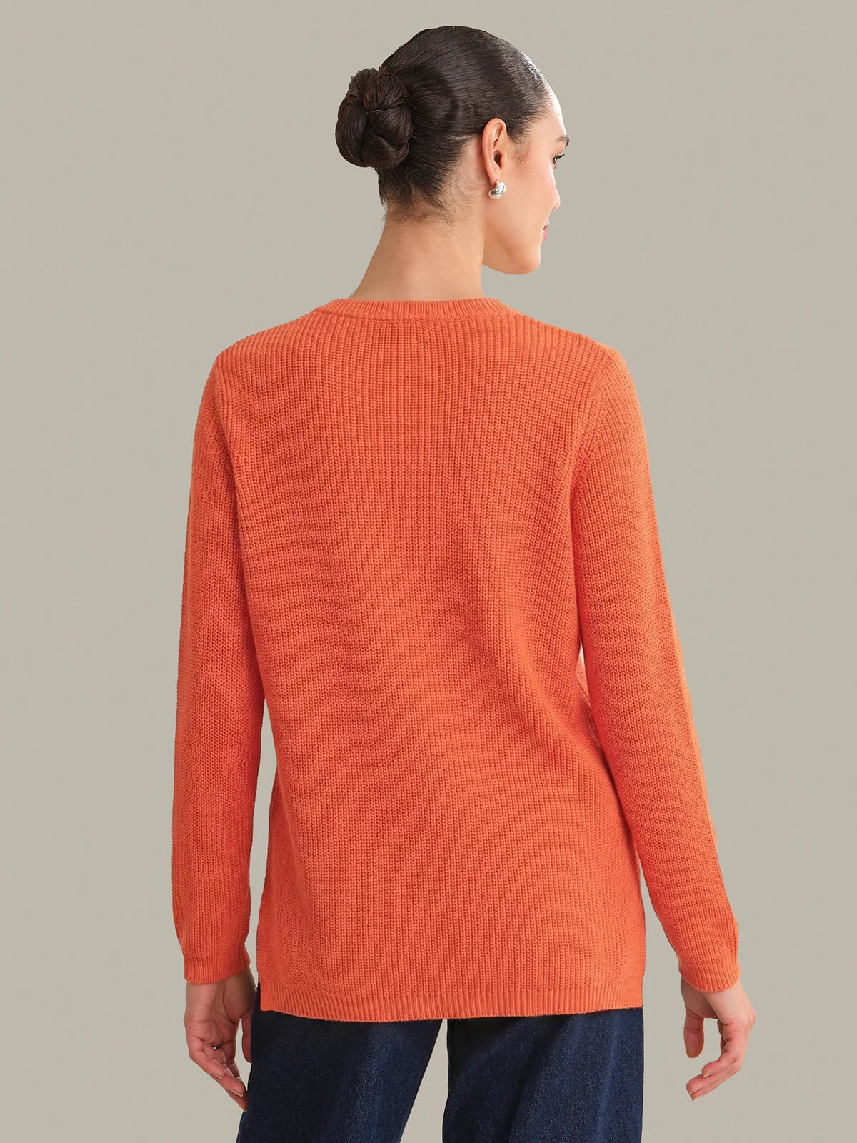 Emma: Crewneck Shaker Stitch Cotton Sweater - Image 3