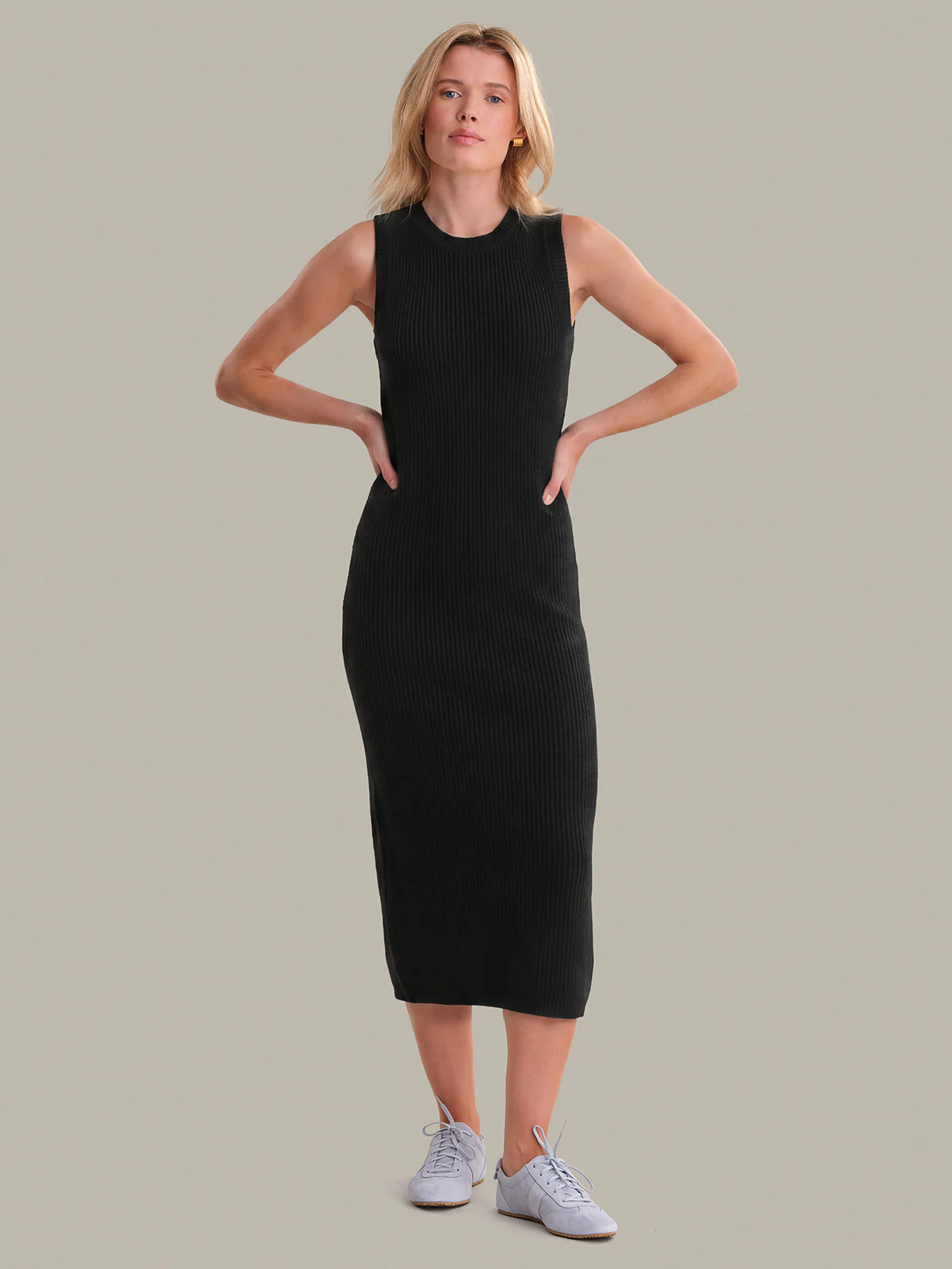 Emma: Crewneck Shaker Stitch Tank Dress