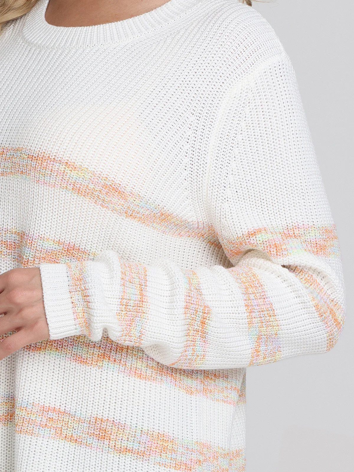 Emma: Stripe Crewneck Shaker Sweater - Image 4
