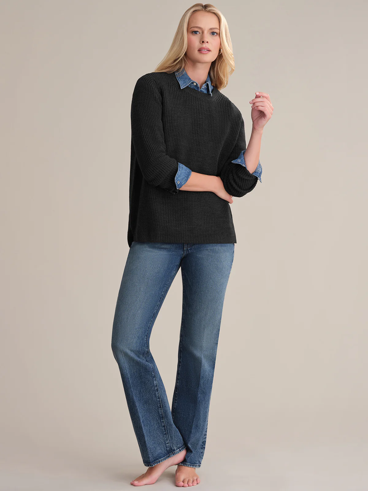 Emma: Wool Crewneck Shaker Stitch Sweater - Image 3