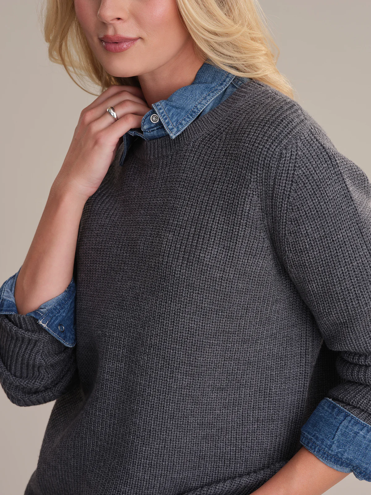 Emma: Wool Crewneck Shaker Stitch Sweater - Image 7