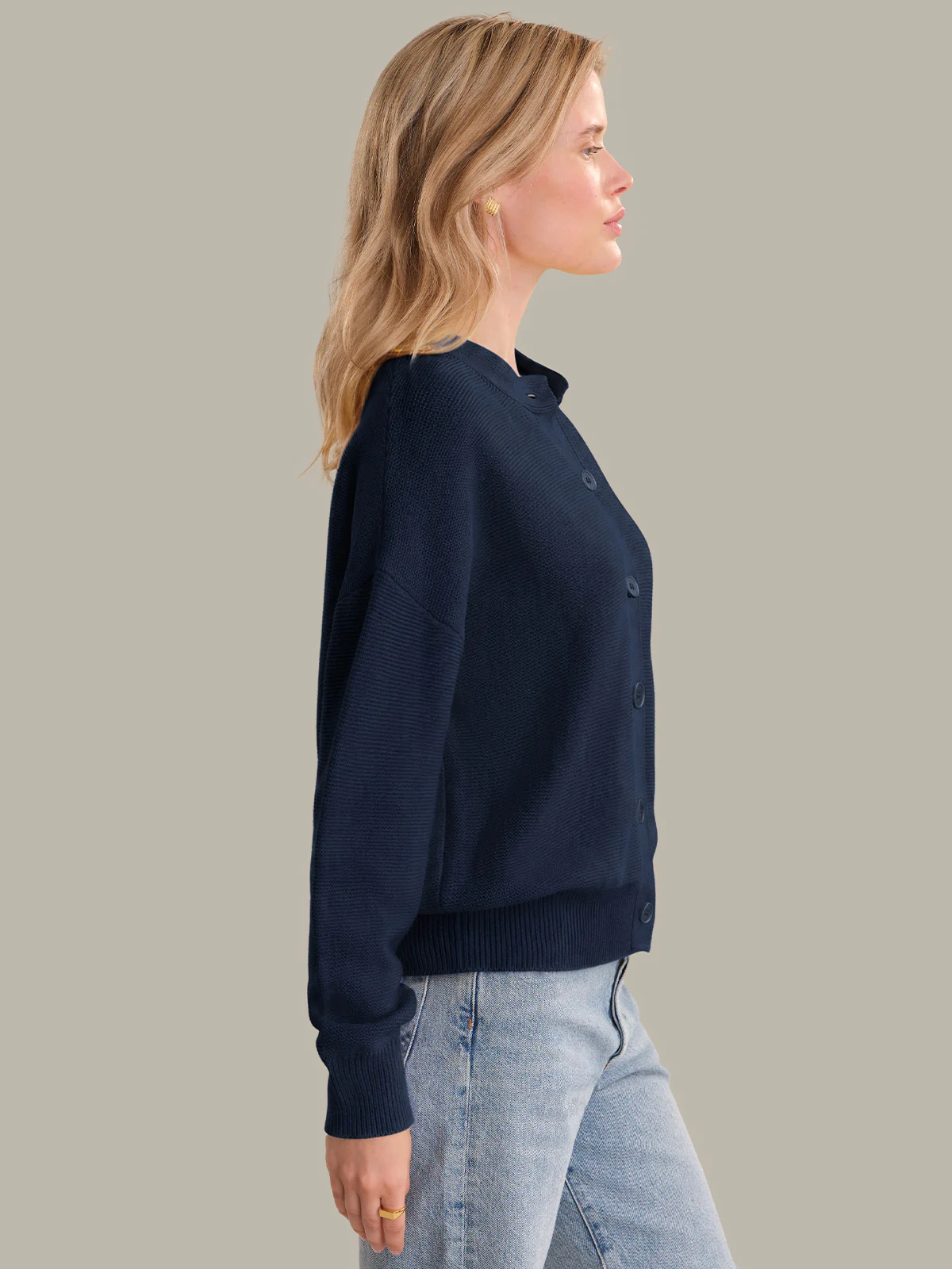 Emy: Crewneck Cotton Cardigan - Image 2