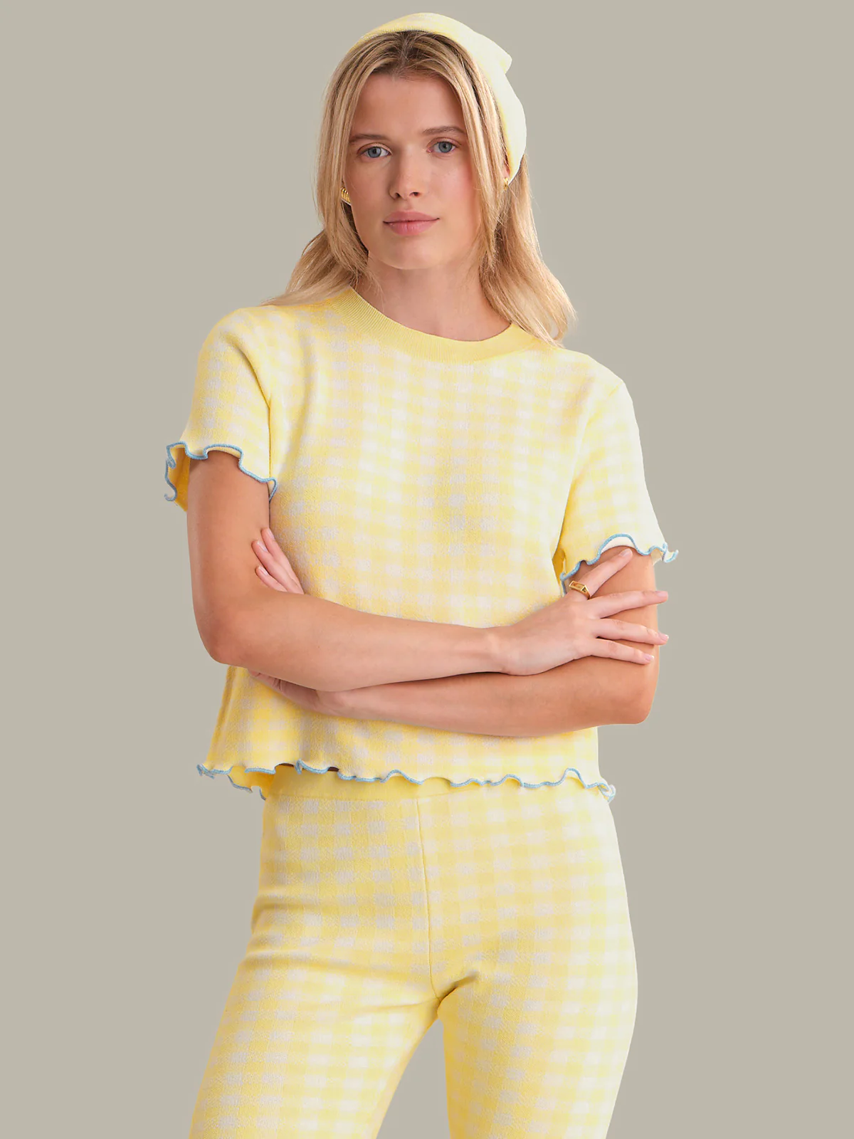 Fleur: Gingham Lettuce Edge Tee - Image 4
