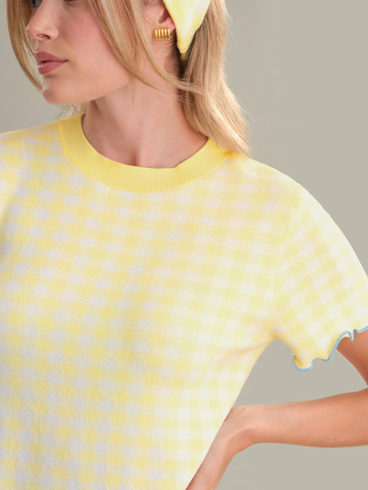 Fleur: Gingham Lettuce Edge Tee - Image 5