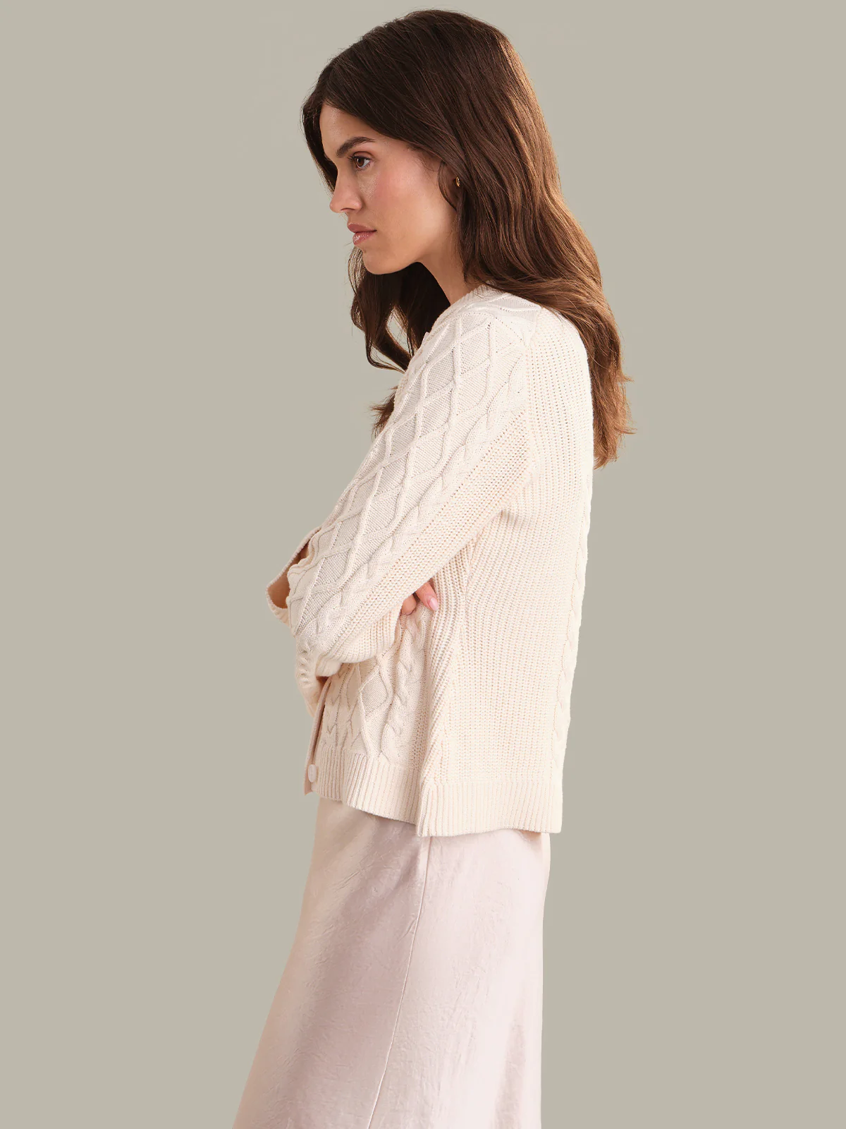 Florence: Cotton Cable Knit Cardigan - Image 3