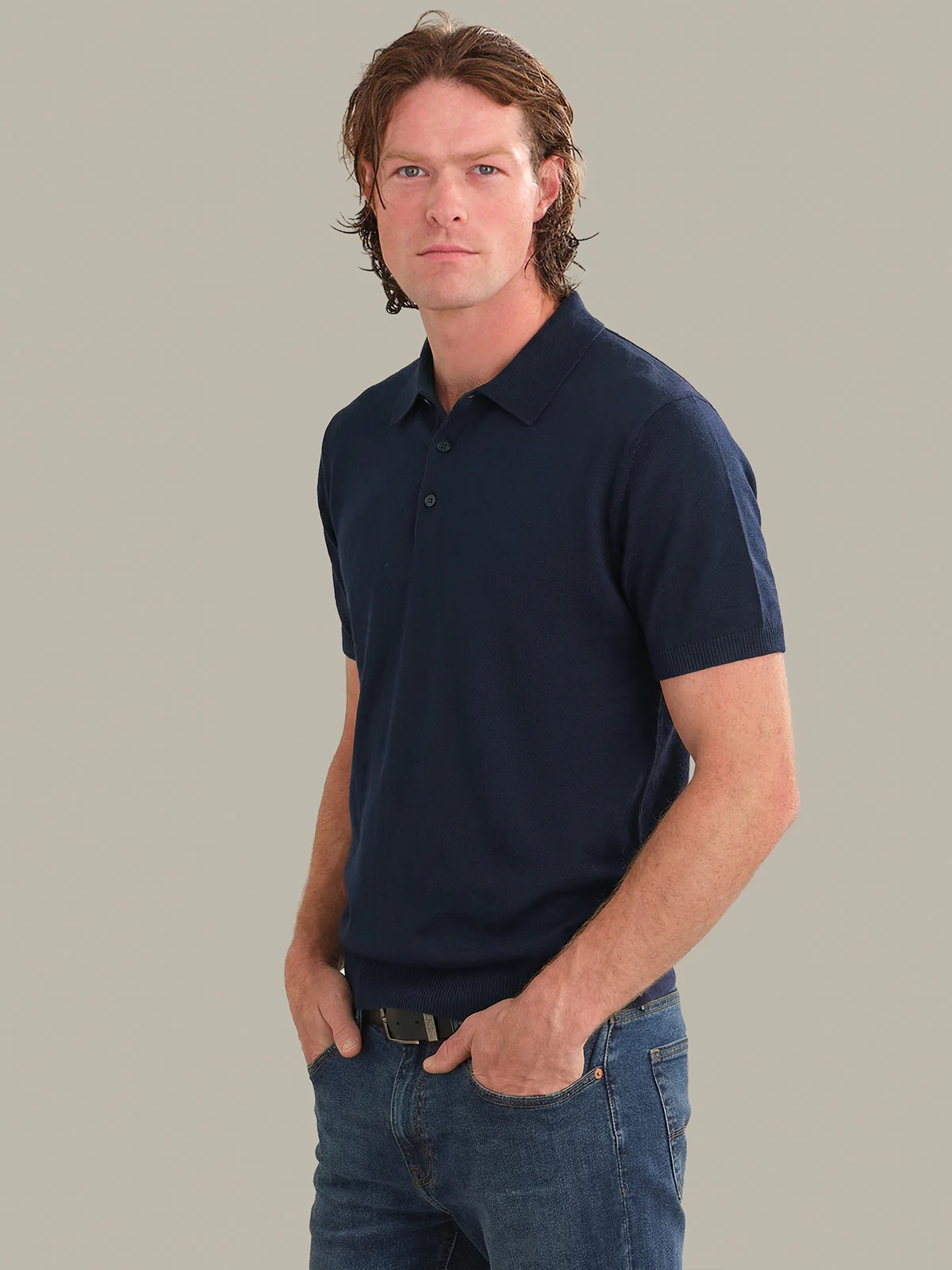 Hale: Men's Cotton-Linen Blend Knit Polo - Image 2