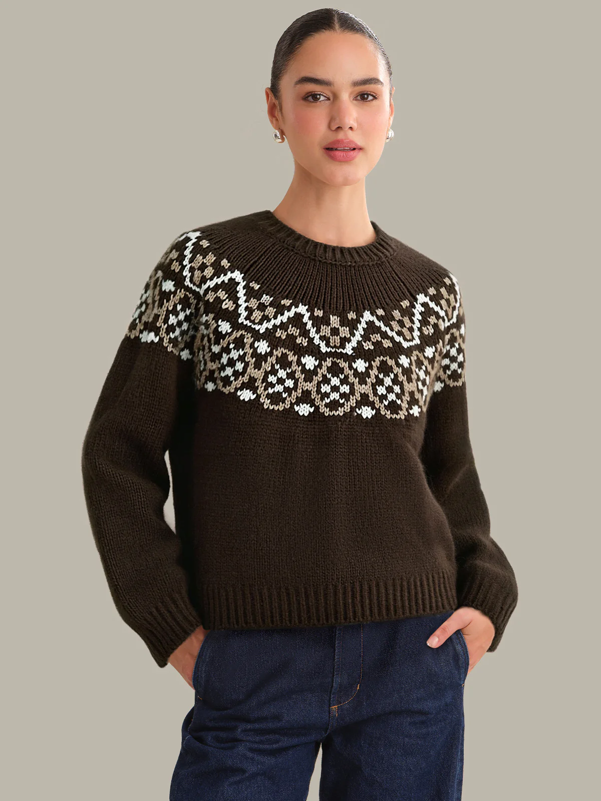 Ines: Fair Isle Crewneck Sweater